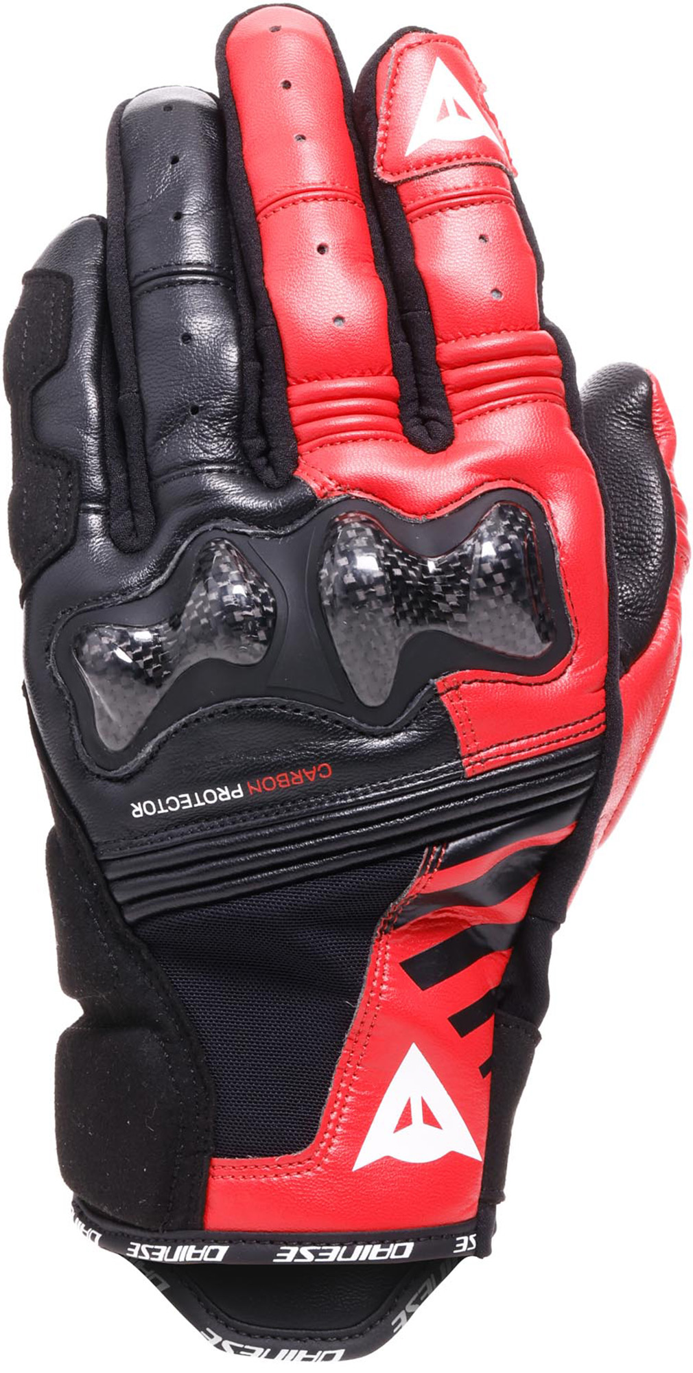 Dainese Reacto Carbon Short Motorhandschoenen, zwart-rood, afmeting L voor man