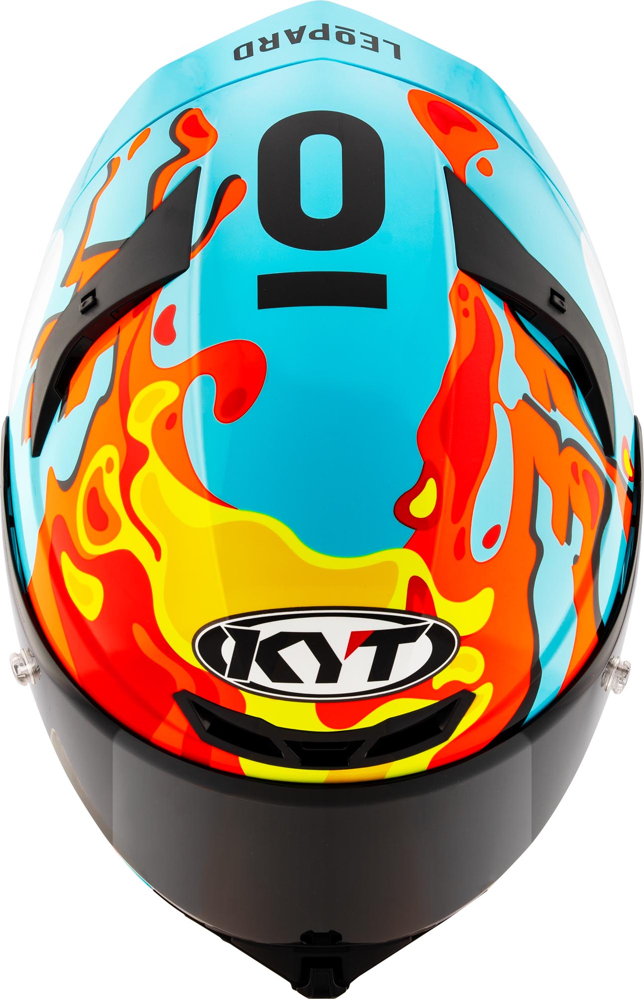 Side view of KYT TT-Revo Leopard Replica Aragon Helmet, Size M for Men