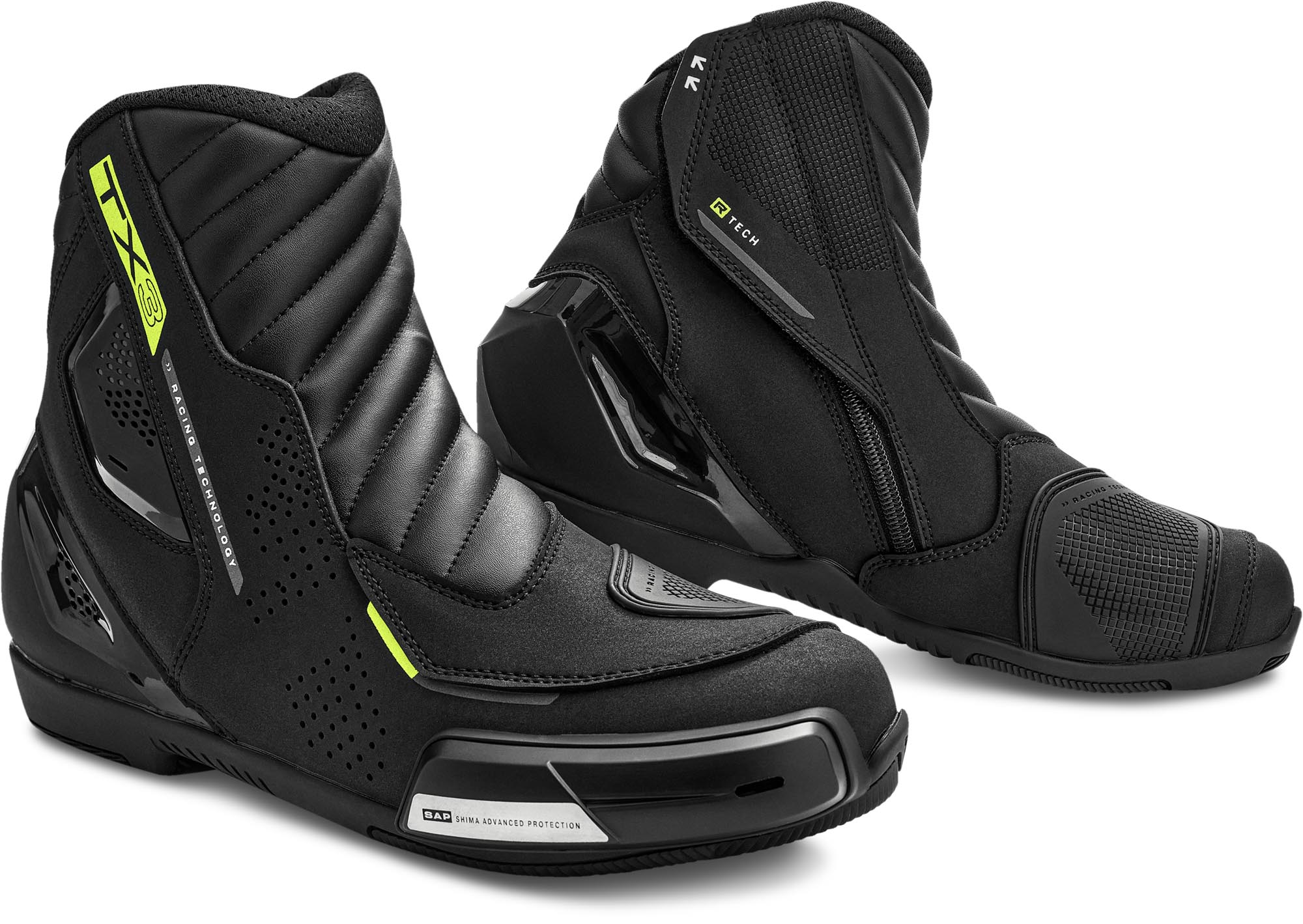 SHIMA TX-3 Bottes de moto, noir-jaune, taille 44 pour Hommes