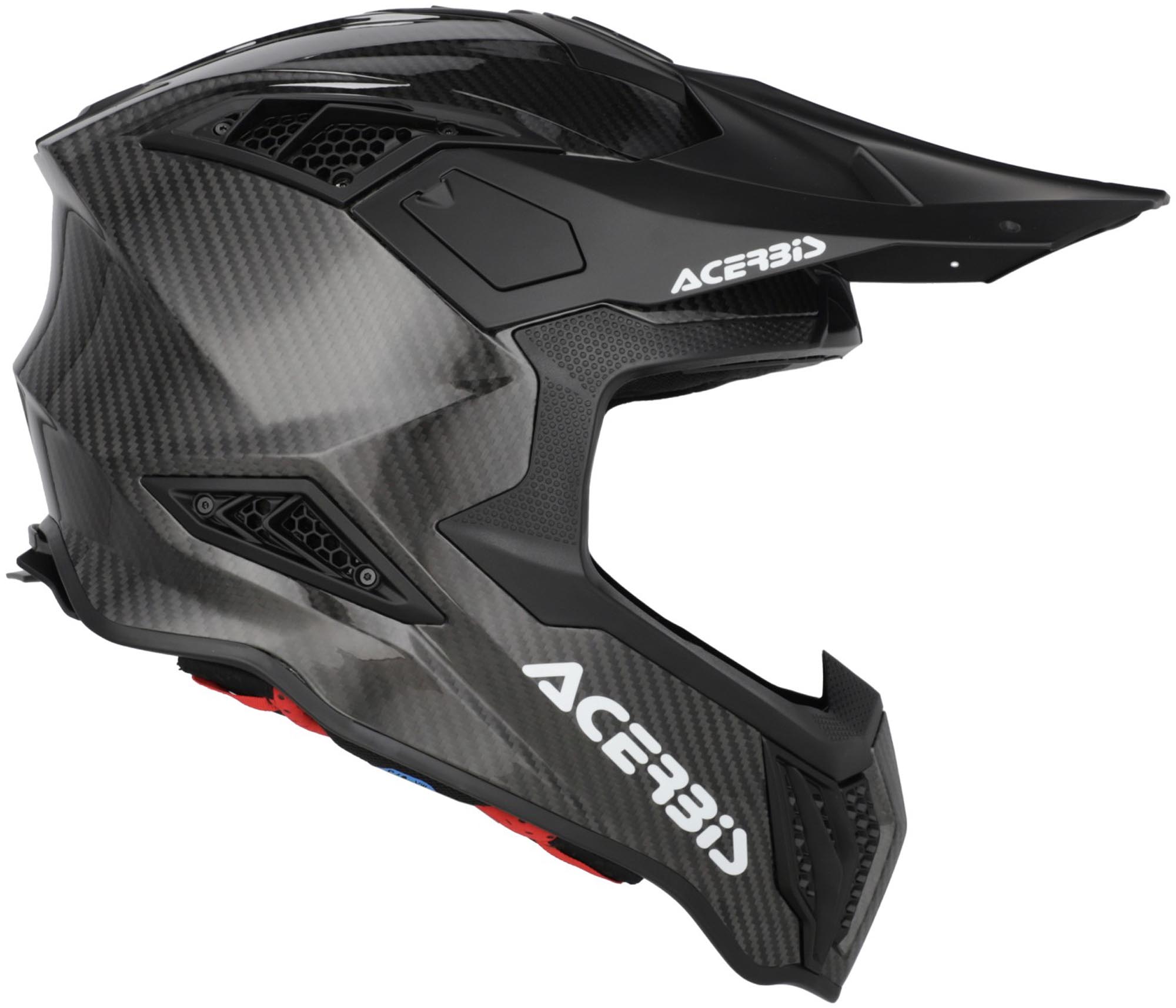 Side view of Acerbis Airstrike FIM Racing 2 Carbon Motocross Helmet, black, Size S for Men