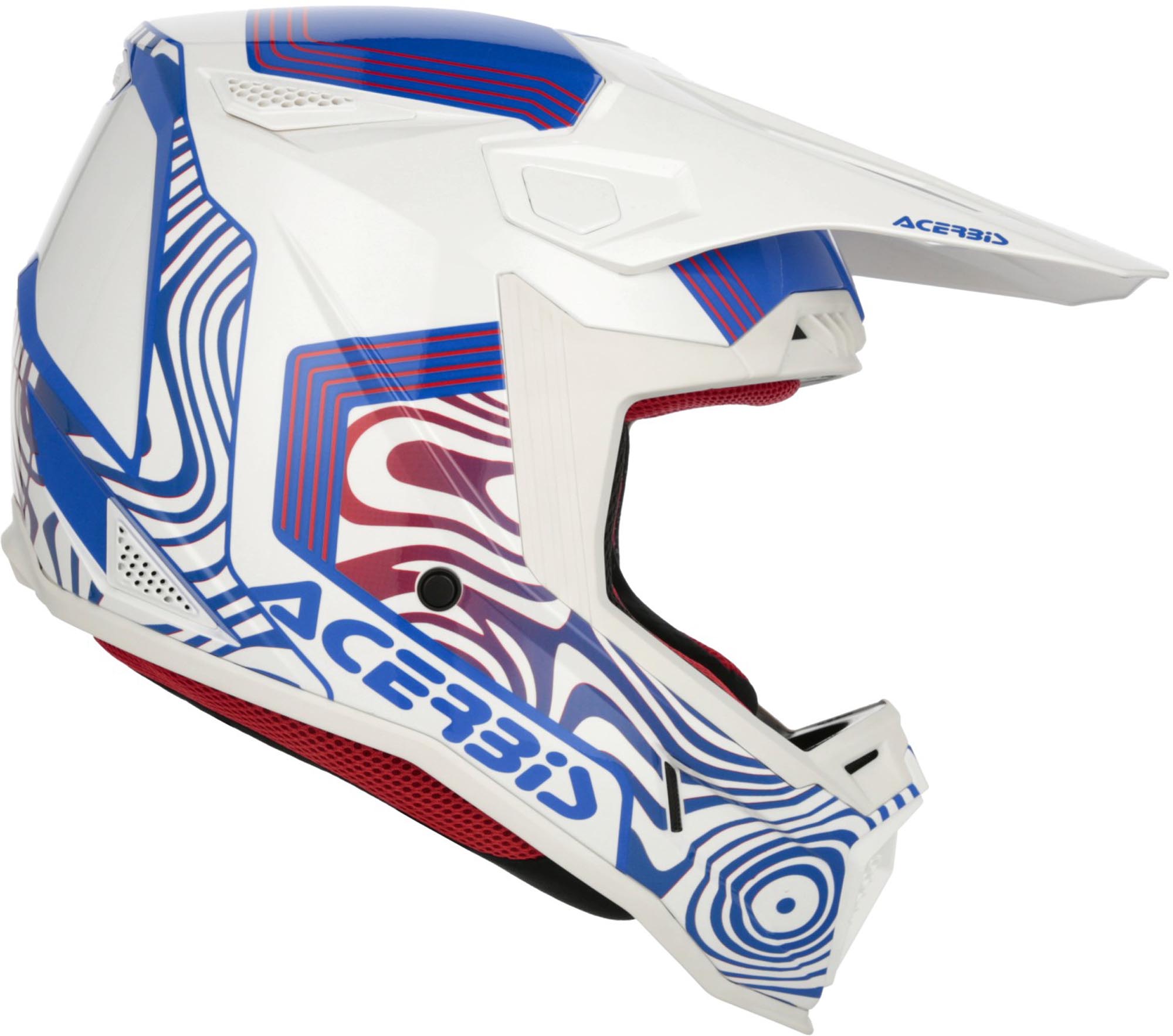 Side view of Acerbis Whoops Graphic Motocross Helmet, white-red-blue, Size 2XL for Men
