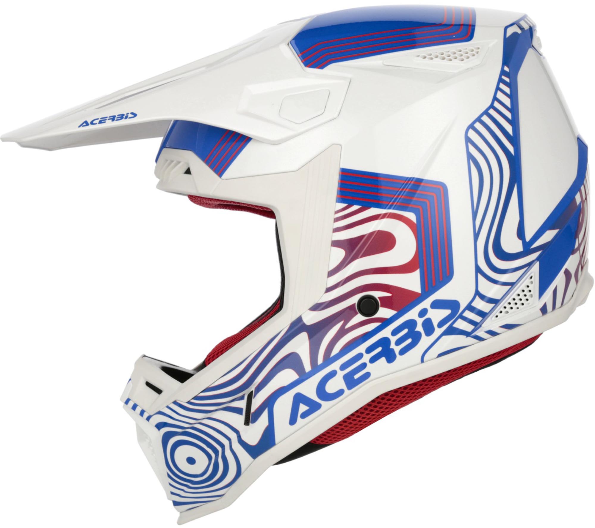 Side view of Acerbis Whoops Graphic Motocross Helmet, white-red-blue, Size 2XL for Men