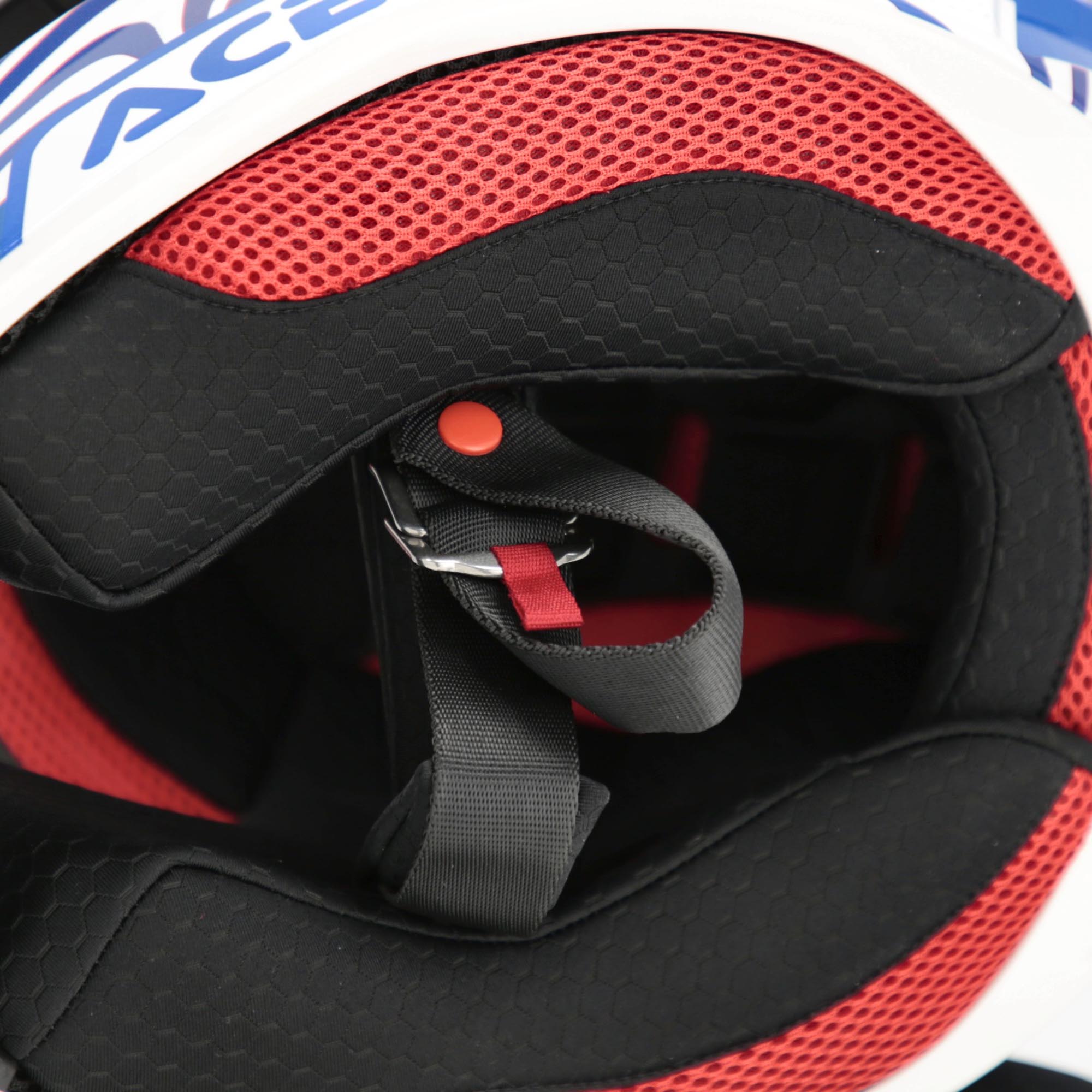 Side view of Acerbis Whoops Graphic Motocross Helmet, white-red-blue, Size 2XL for Men