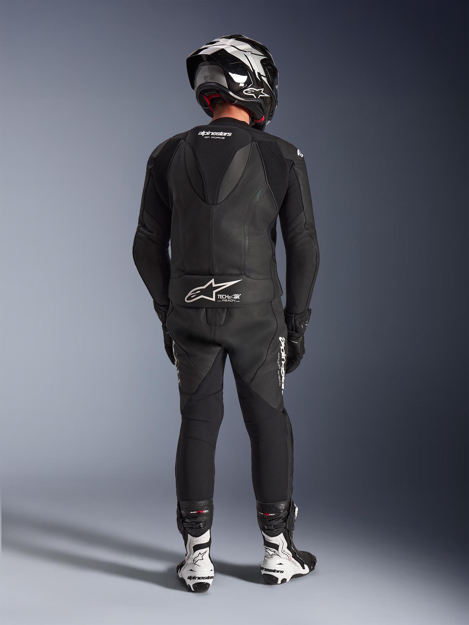 Side view of Alpinestars GP Force V2 Two Piece Motorcycle Leather Suit, black, Size 50 for Men