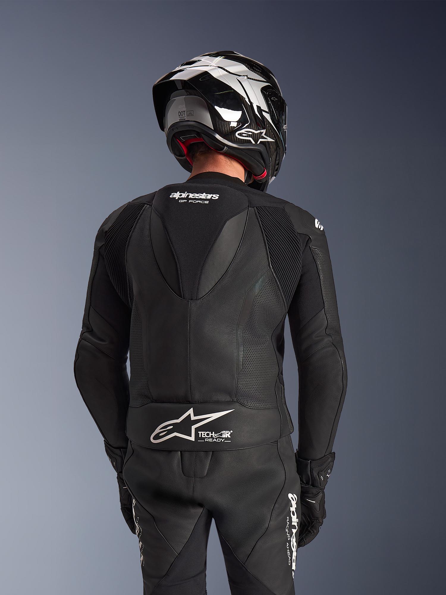 Side view of Alpinestars GP Force V2 Two Piece Motorcycle Leather Suit, black, Size 50 for Men