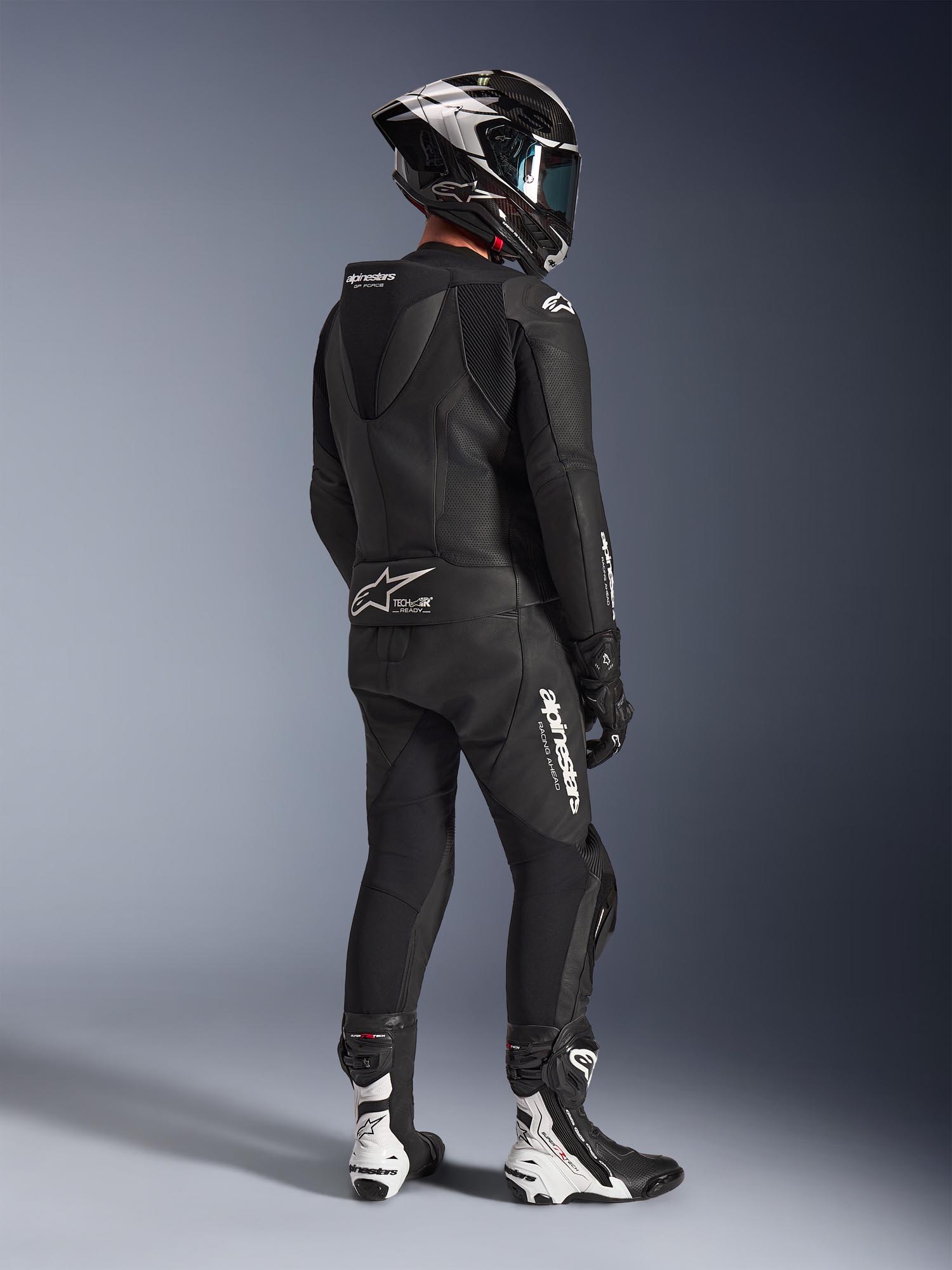 Side view of Alpinestars GP Force V2 Two Piece Motorcycle Leather Suit, black, Size 50 for Men
