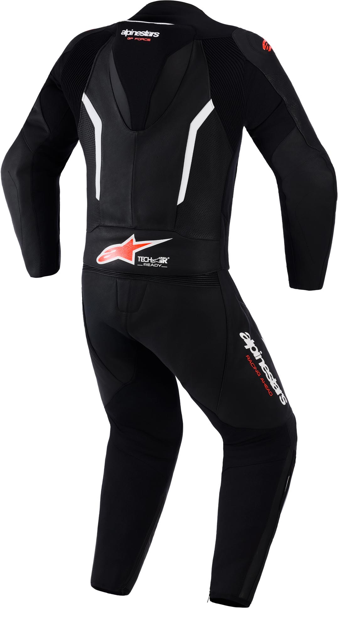 Side view of Alpinestars GP Force V2 Two Piece Motorcycle Leather Suit, black-white-red, Size 48 for Men