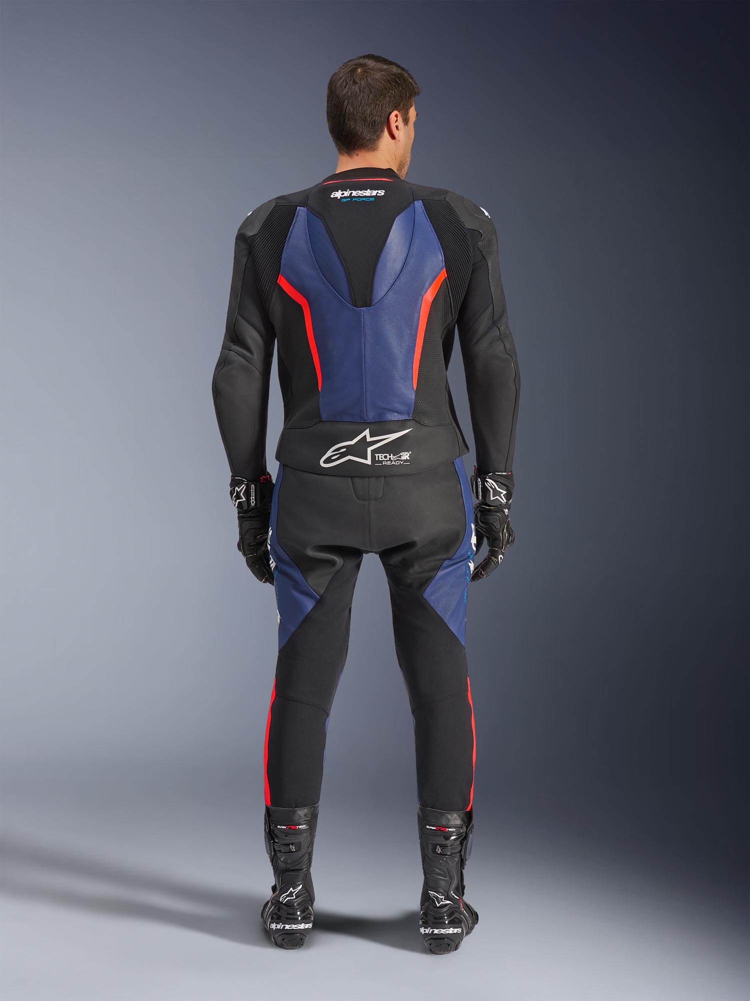 Side view of Alpinestars GP Force V2 Two Piece Motorcycle Leather Suit, Size 52 for Men