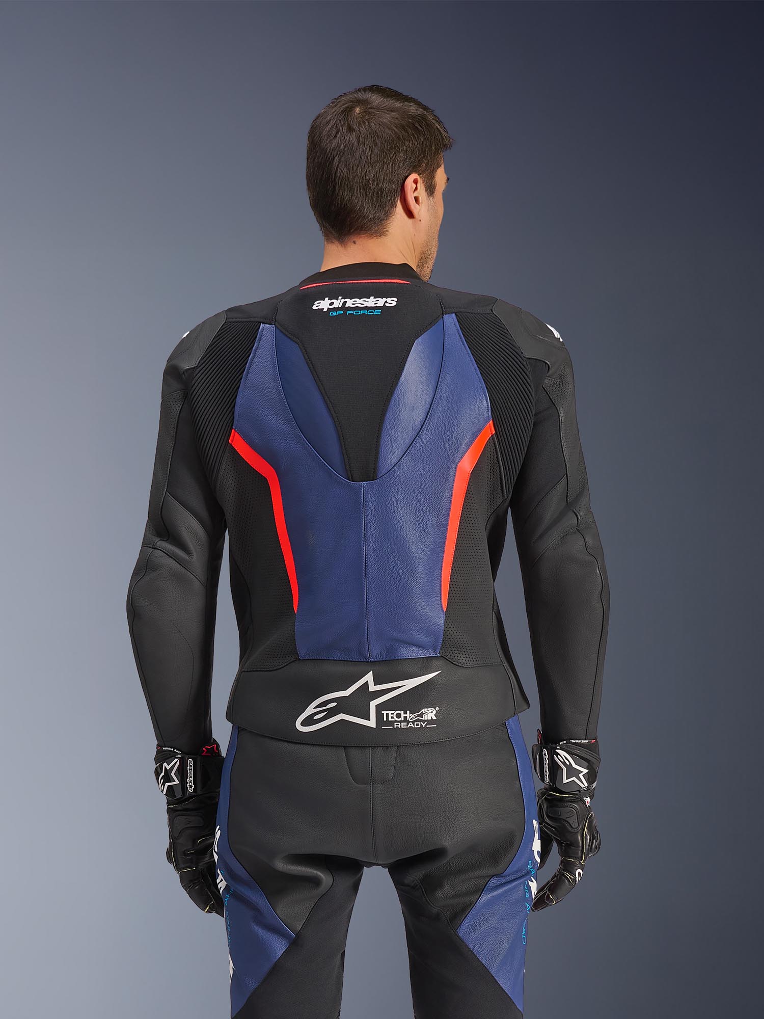 Side view of Alpinestars GP Force V2 Two Piece Motorcycle Leather Suit, Size 52 for Men
