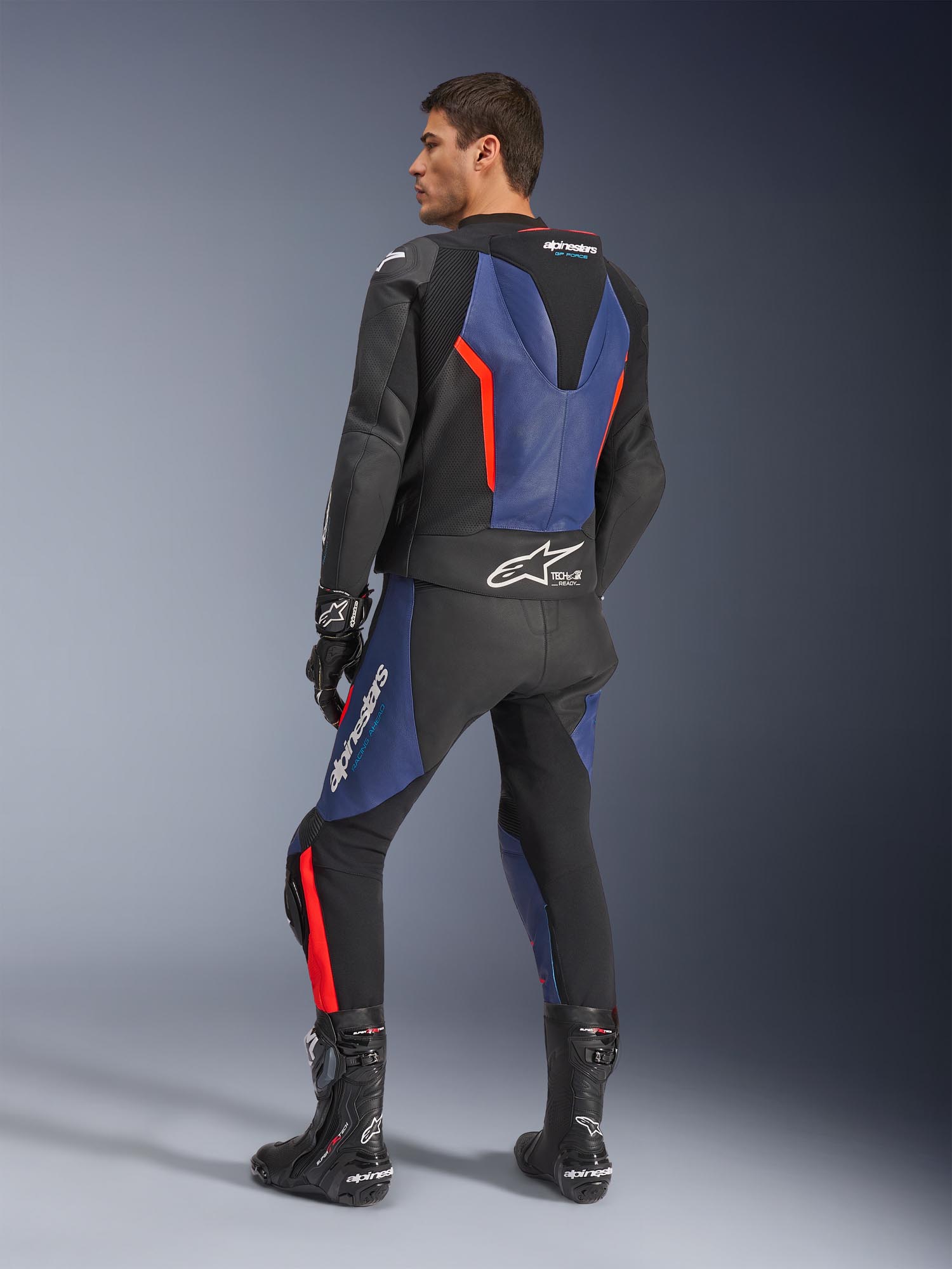 Side view of Alpinestars GP Force V2 Two Piece Motorcycle Leather Suit, Size 52 for Men