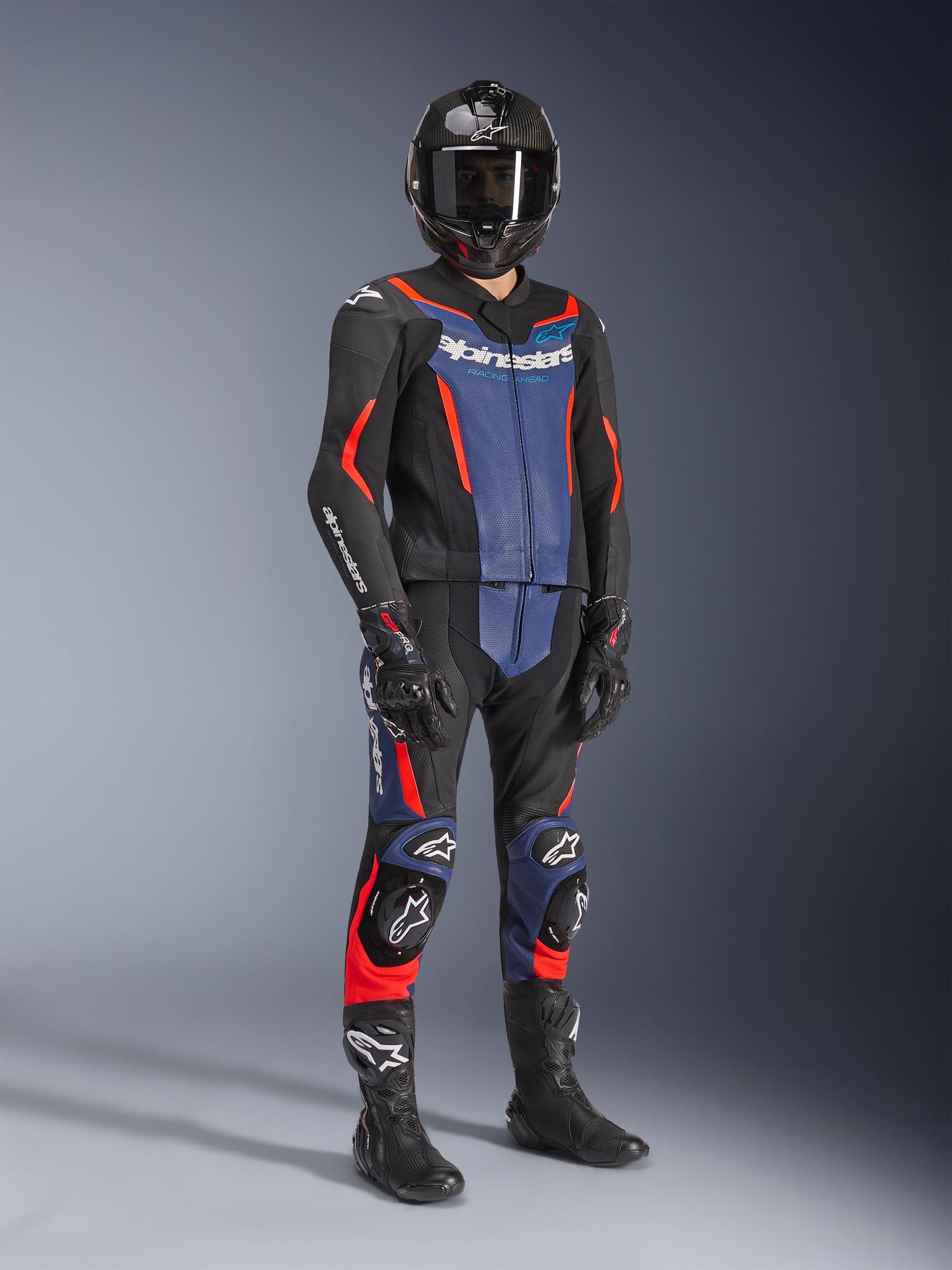 Side view of Alpinestars GP Force V2 Two Piece Motorcycle Leather Suit, Size 52 for Men