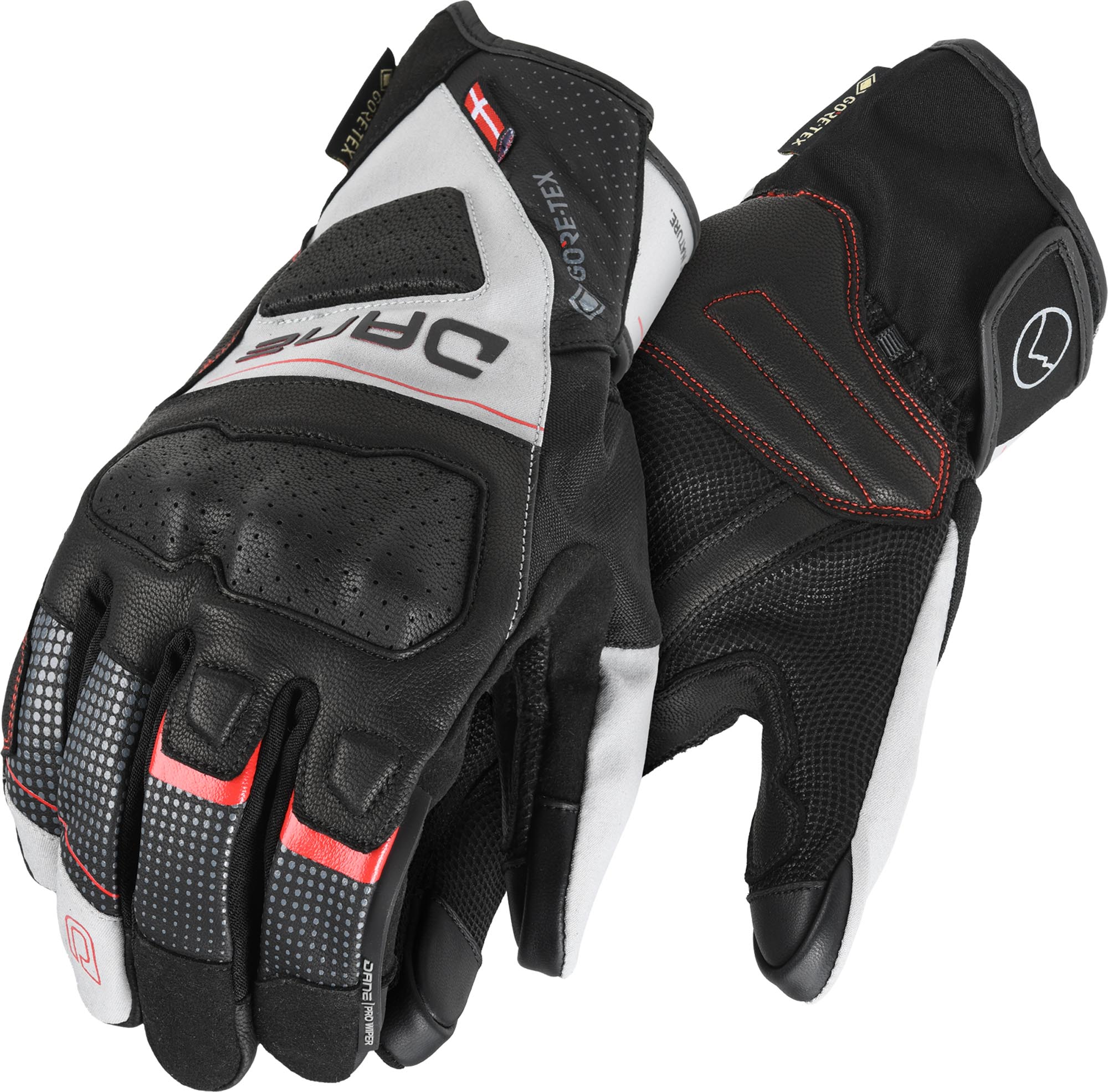 DANE Eskil Gants de moto Gore-Tex, noir-gris, taille L pour Hommes