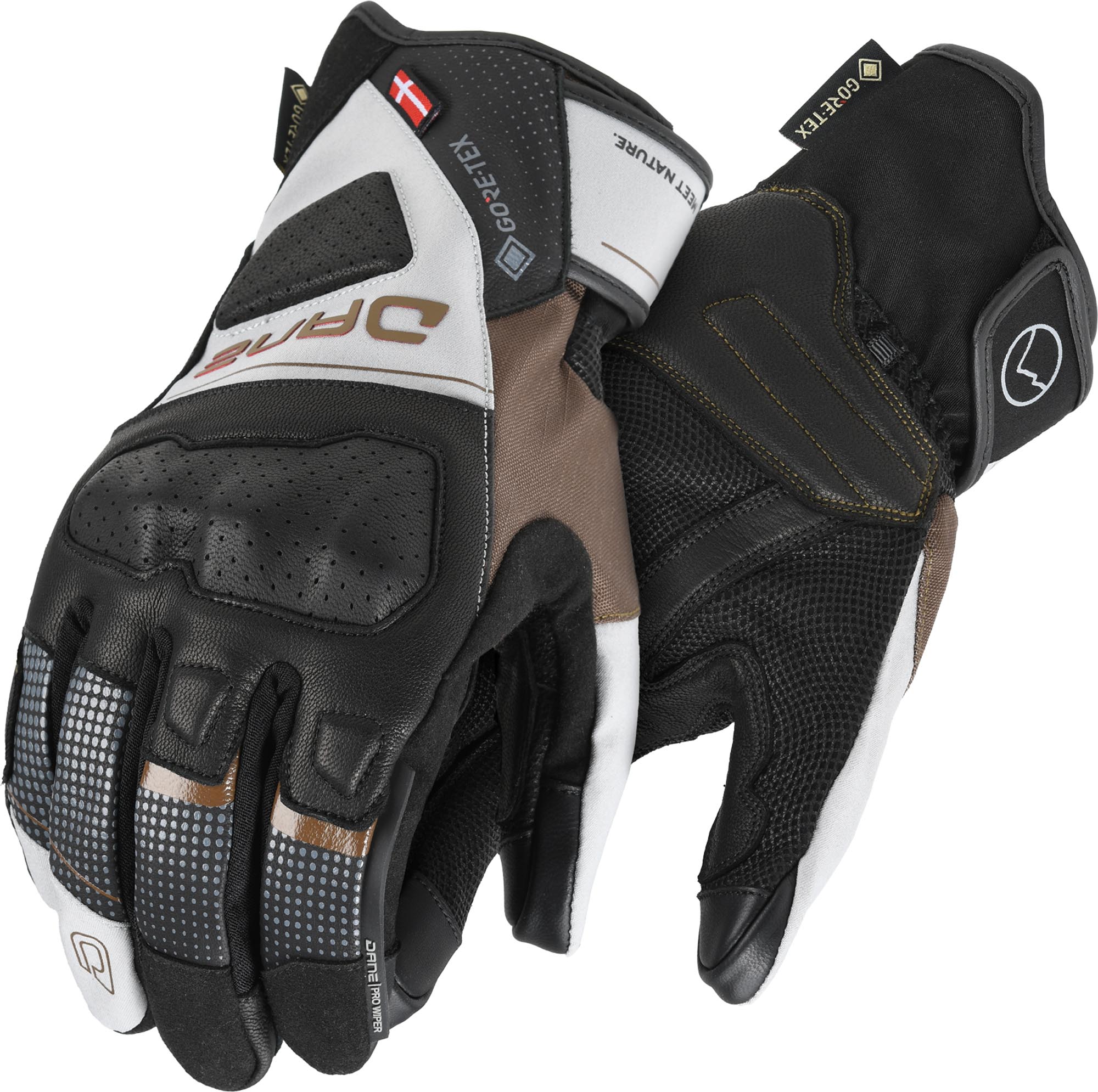 DANE Eskil Gants de moto Gore-Tex, noir-brun, taille XL pour Hommes