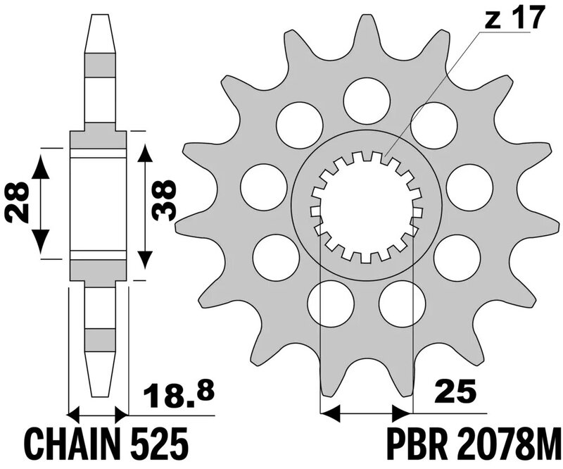 PBR Pignon acier standard - 525