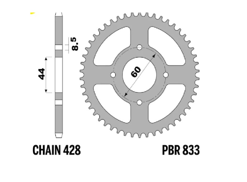 PBR Rear Sprocket Steel Standard - 428