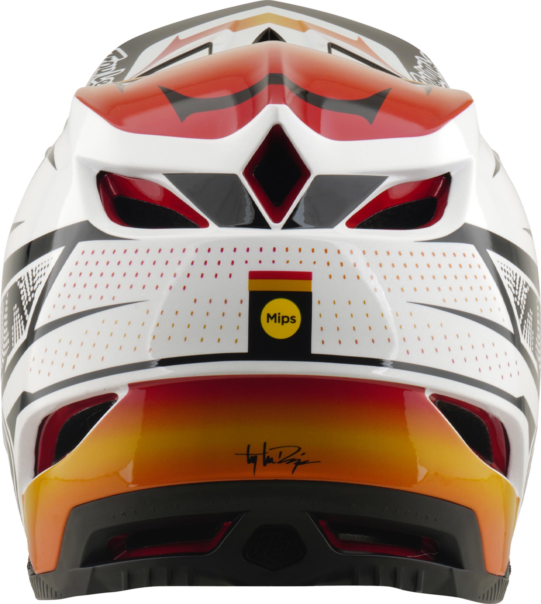 Side view of Troy Lee Designs D4 Composite MIPS Lined Up Downhill Helmet, red, Size XL for Men