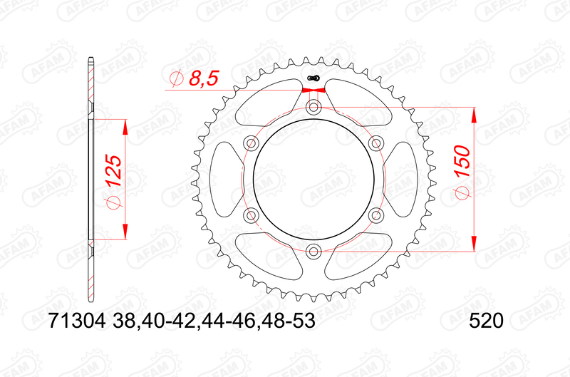 AFAM Steel Noise Free Front Sprocket - 520