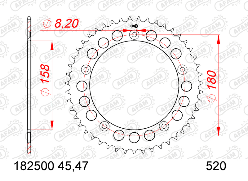 Afam Unisex Rear Sprocket Steel Standard - 520