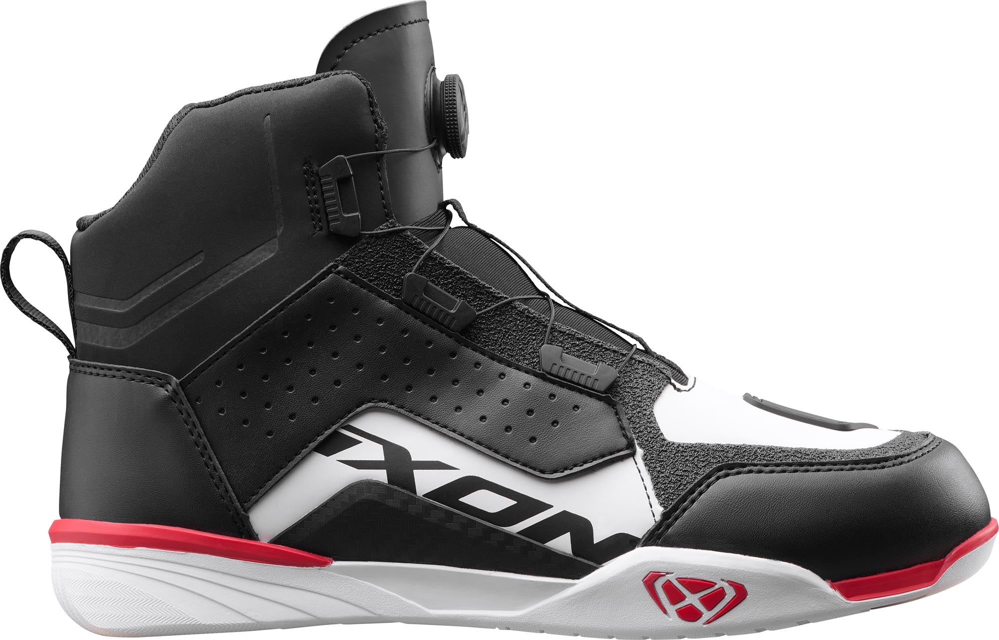 Ixon Vyper Wp Waterproof Motorcycle Shoes, Black-White-Red, Size 45 For Men