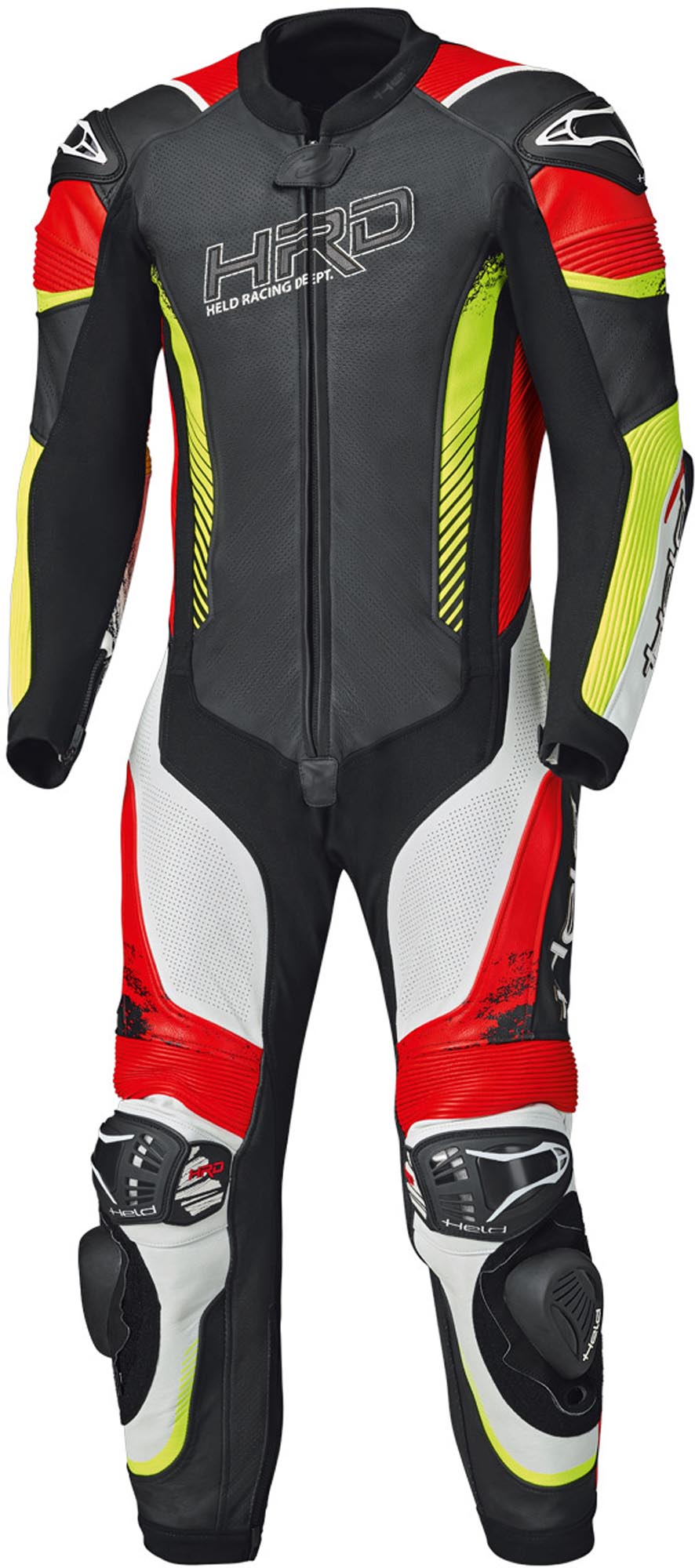 Held Brands Hatch One Piece Motorcycle Leather Suit, black-white-red, Size 52 for Men-image-1422158150