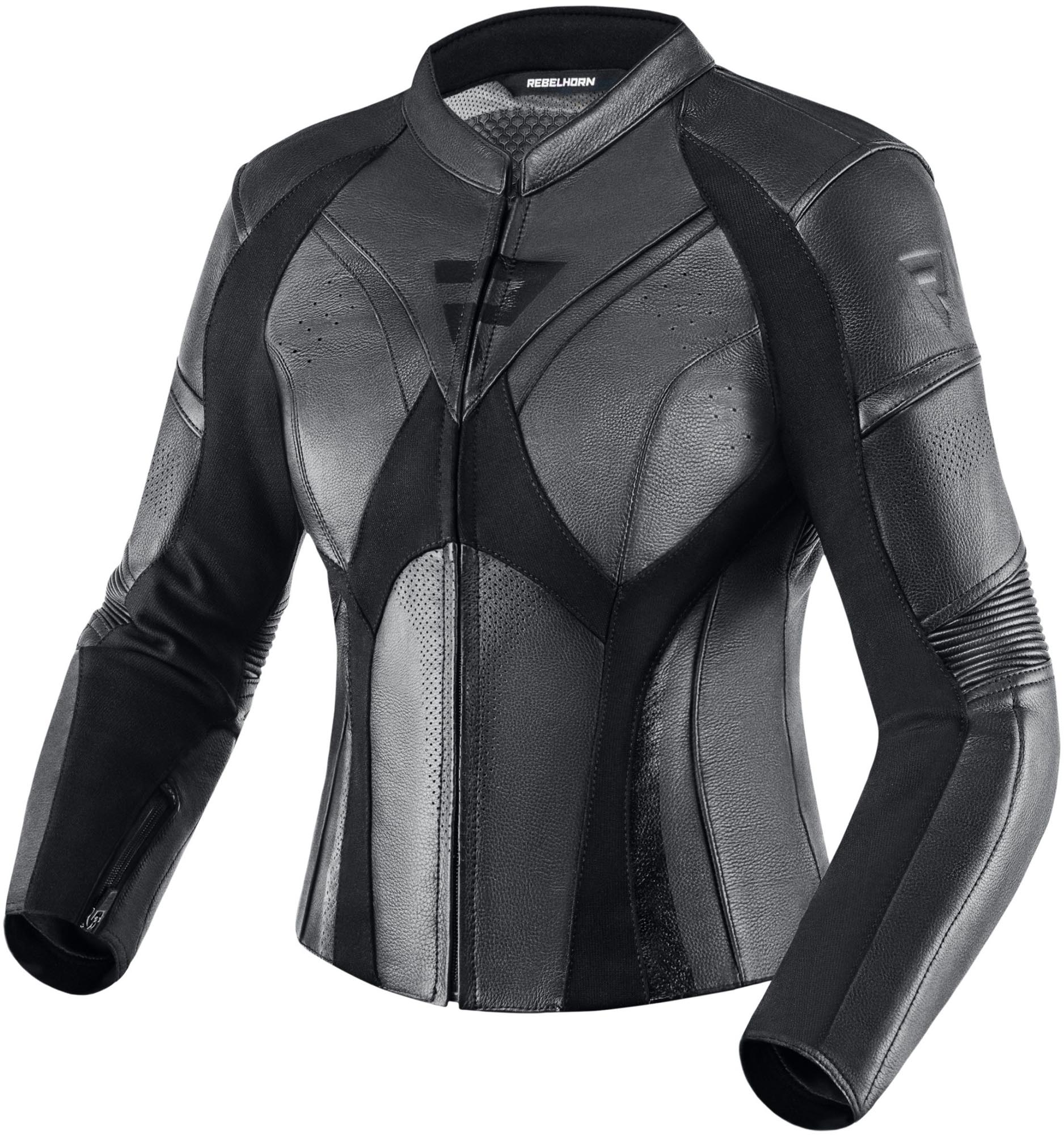 Rebelhorn Rebel Veste en cuir moto pour femmes, noir, taille 42