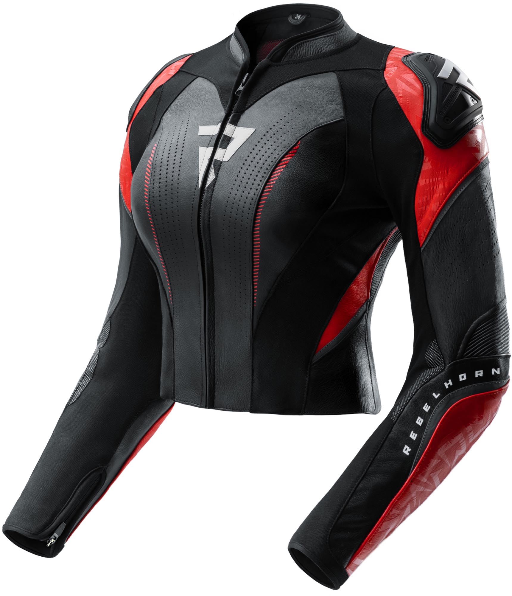 Rebelhorn Diva RS Veste en cuir moto pour femmes, noir-rouge, taille 42