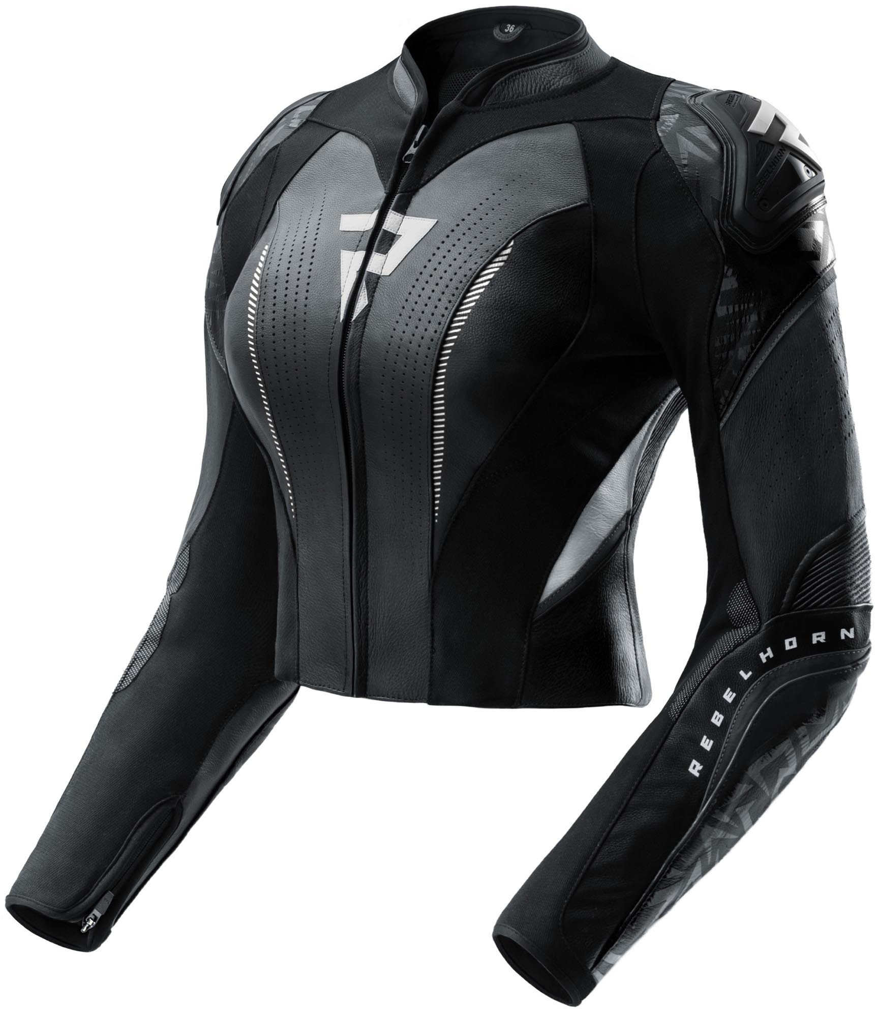 Rebelhorn Diva RS Женская кожаная куртка для мотоцикла Черный/Белый 42 