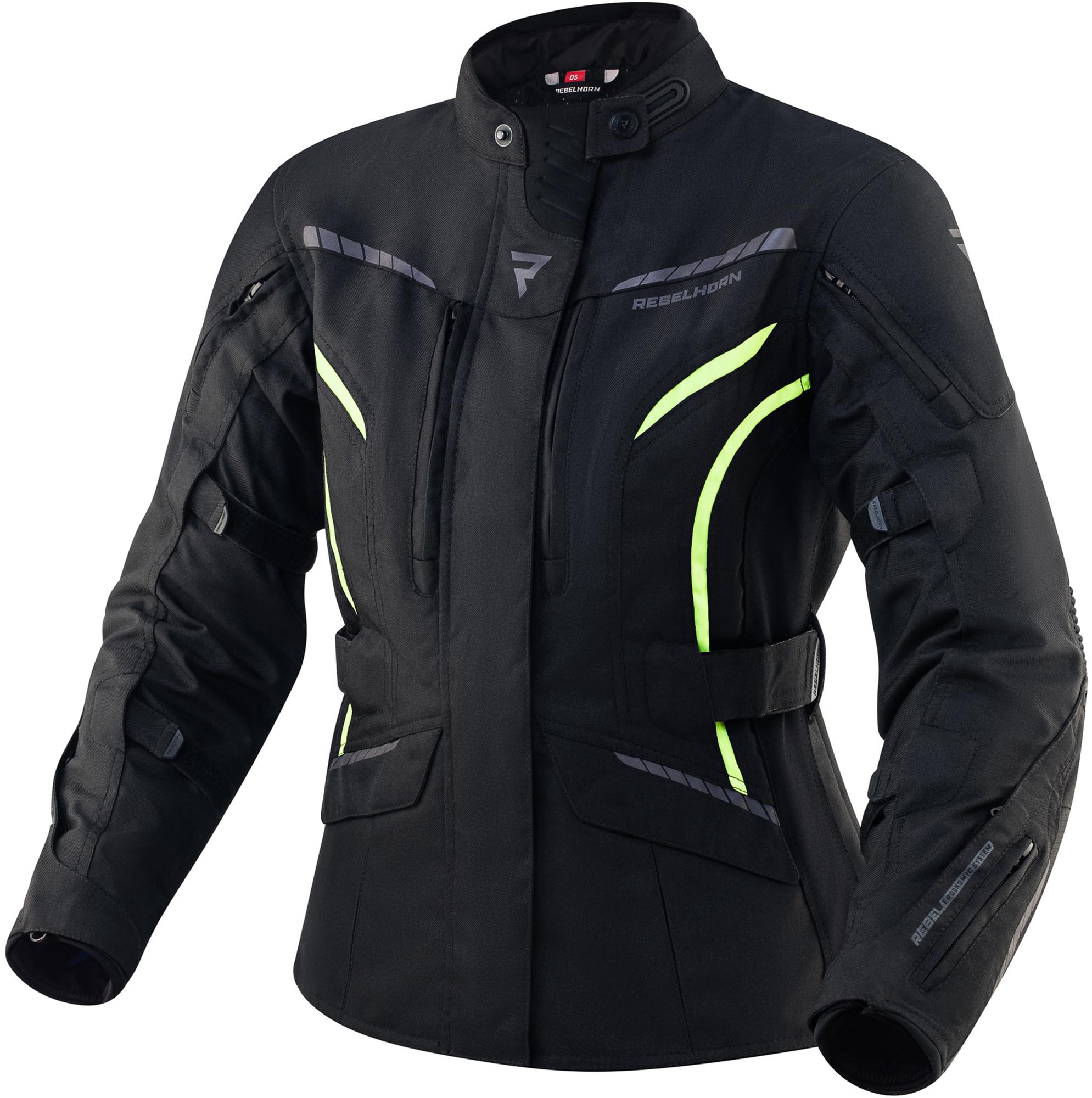 Rebelhorn Hiker III Veste textile moto pour dames, noir-jaune, taille 2XS pour Femmes