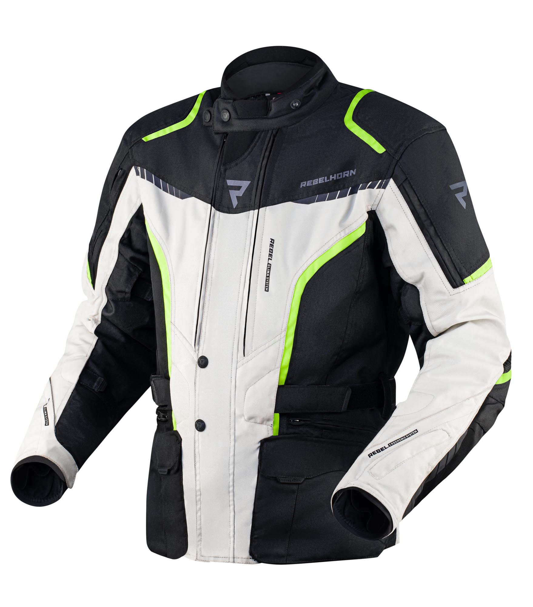 Rebelhorn Hiker III Veste textile moto, noir-gris-jaune, taille XS pour Hommes