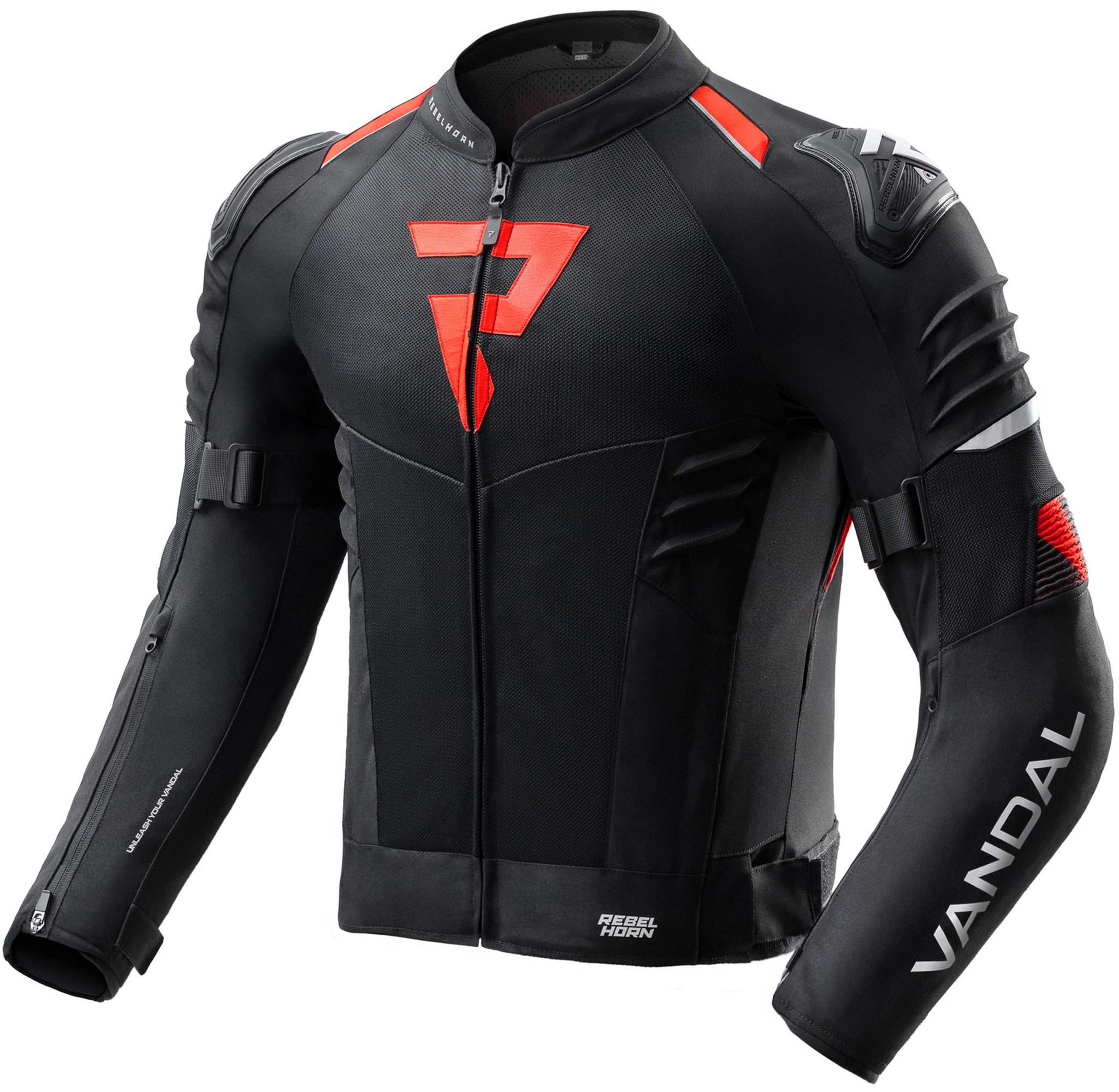 Rebelhorn Vandal 2 Air Waterproof Motorcycle Textile Jacket, Black-Red, Size 2XL For Men
