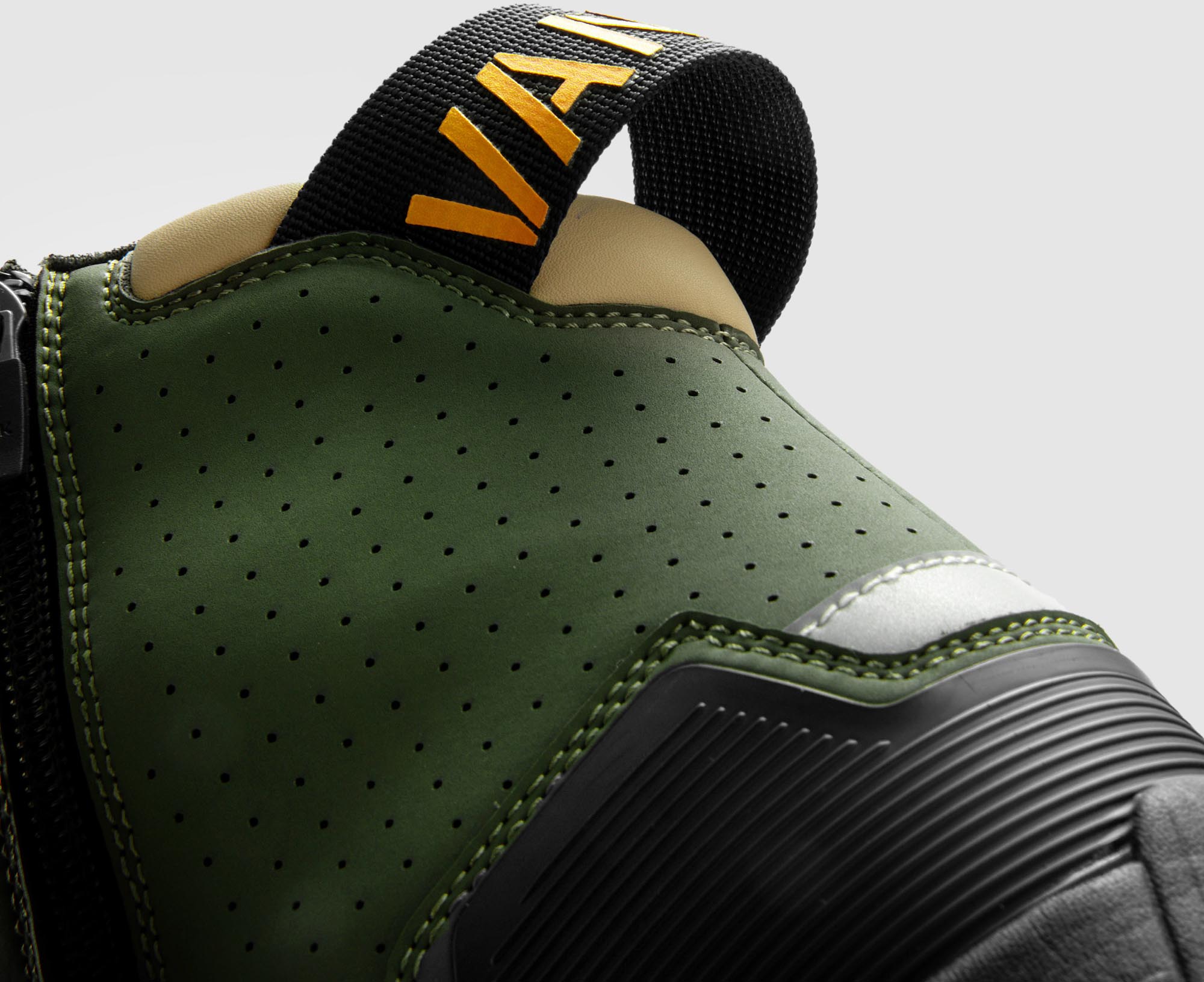 Side view of Rebelhorn Vandal 2 Motorcycle Shoes, green-orange, Size 47 for Men