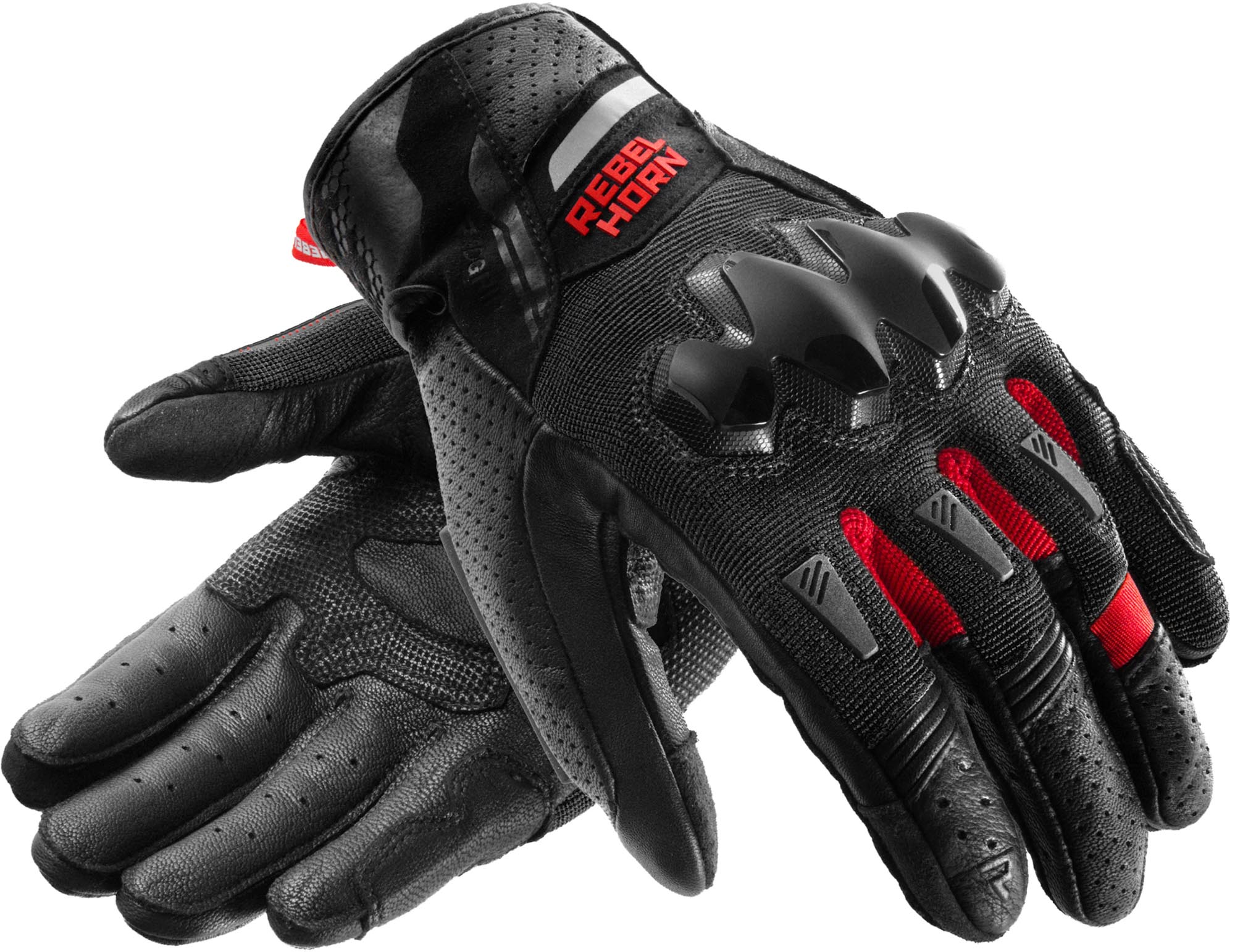 Rebelhorn Defender Gants de moto, noir-rouge, taille XS pour Hommes