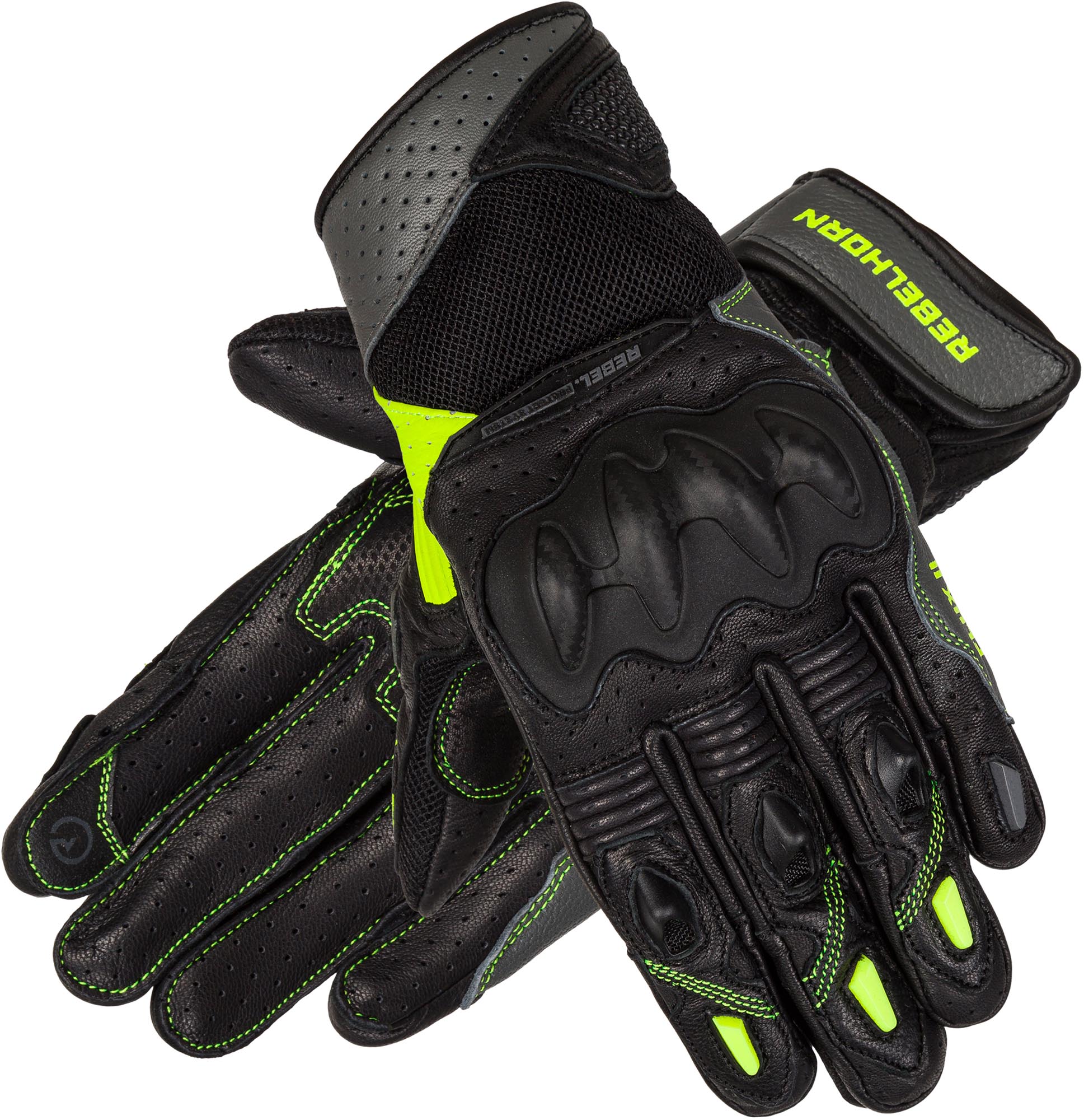 Rebelhorn Flux 2 Gants moto pour dames, noir-gris-jaune, taille XL pour Femmes