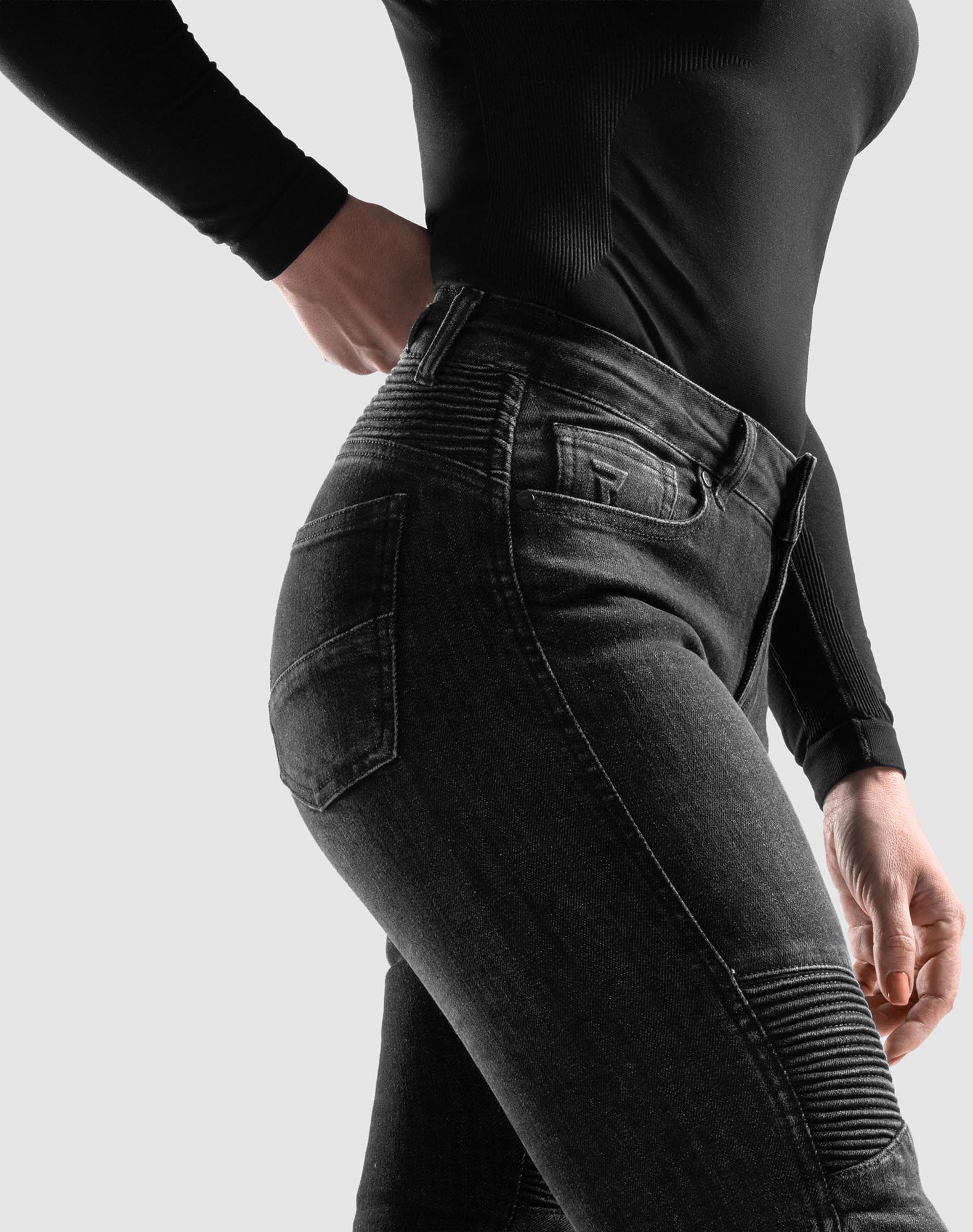 Side view of Rebelhorn Agness 2 Ladies Motorcycle Jeans, Size 34 for Women