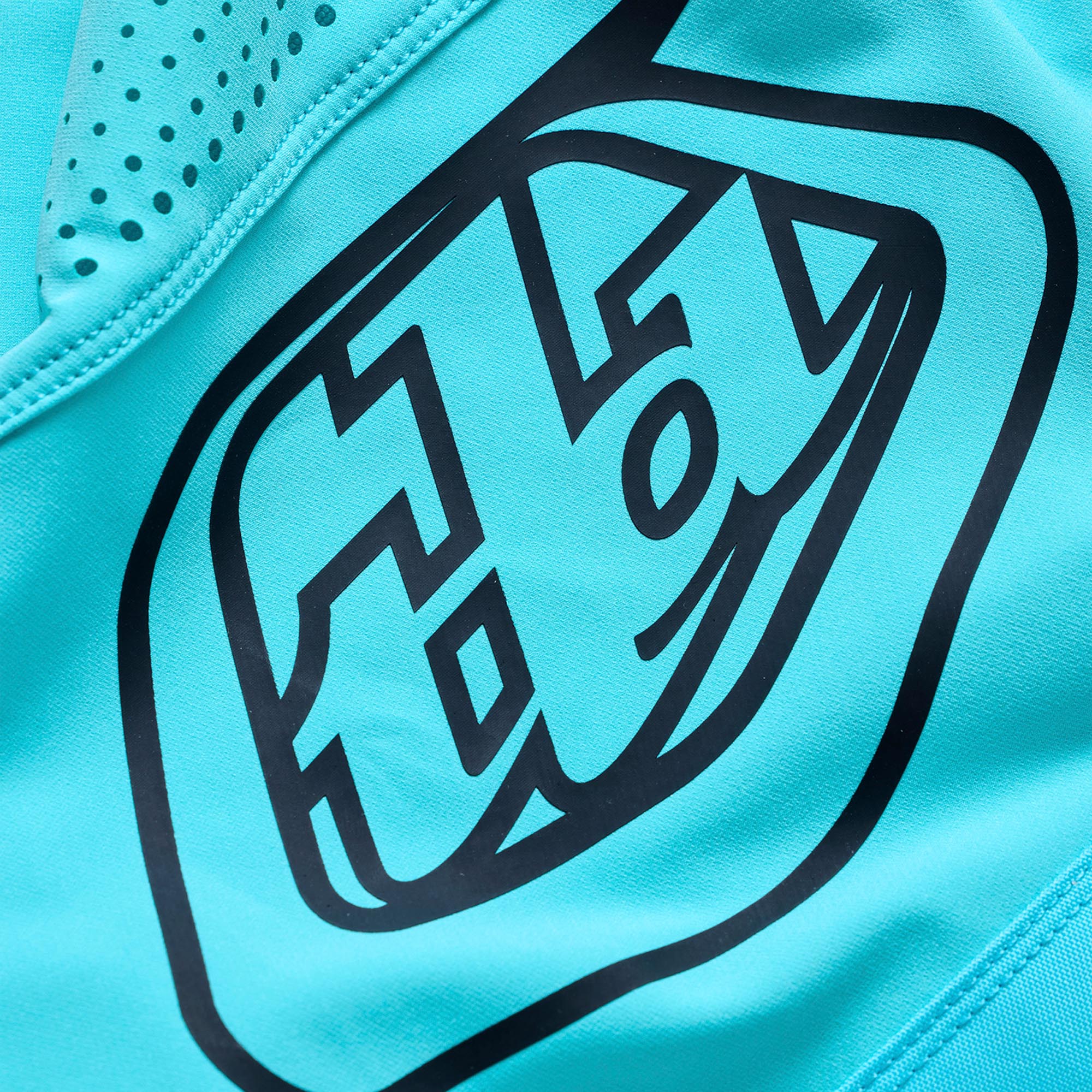 Side view of Troy Lee Designs Sprint Pro Mono Bicycle Pants, turquoise, Size 30 for Men