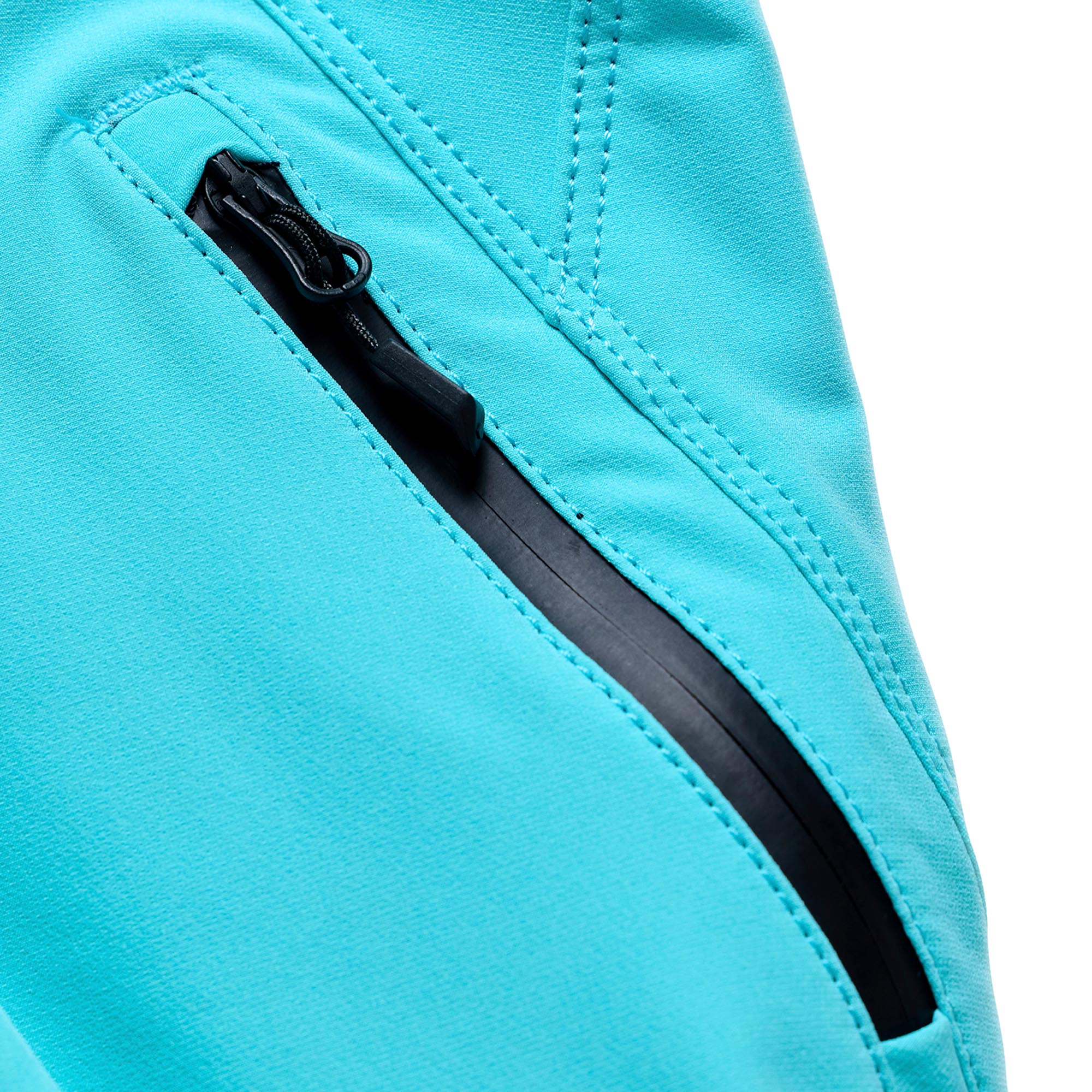 Side view of Troy Lee Designs Sprint Pro Mono Bicycle Pants, turquoise, Size 30 for Men