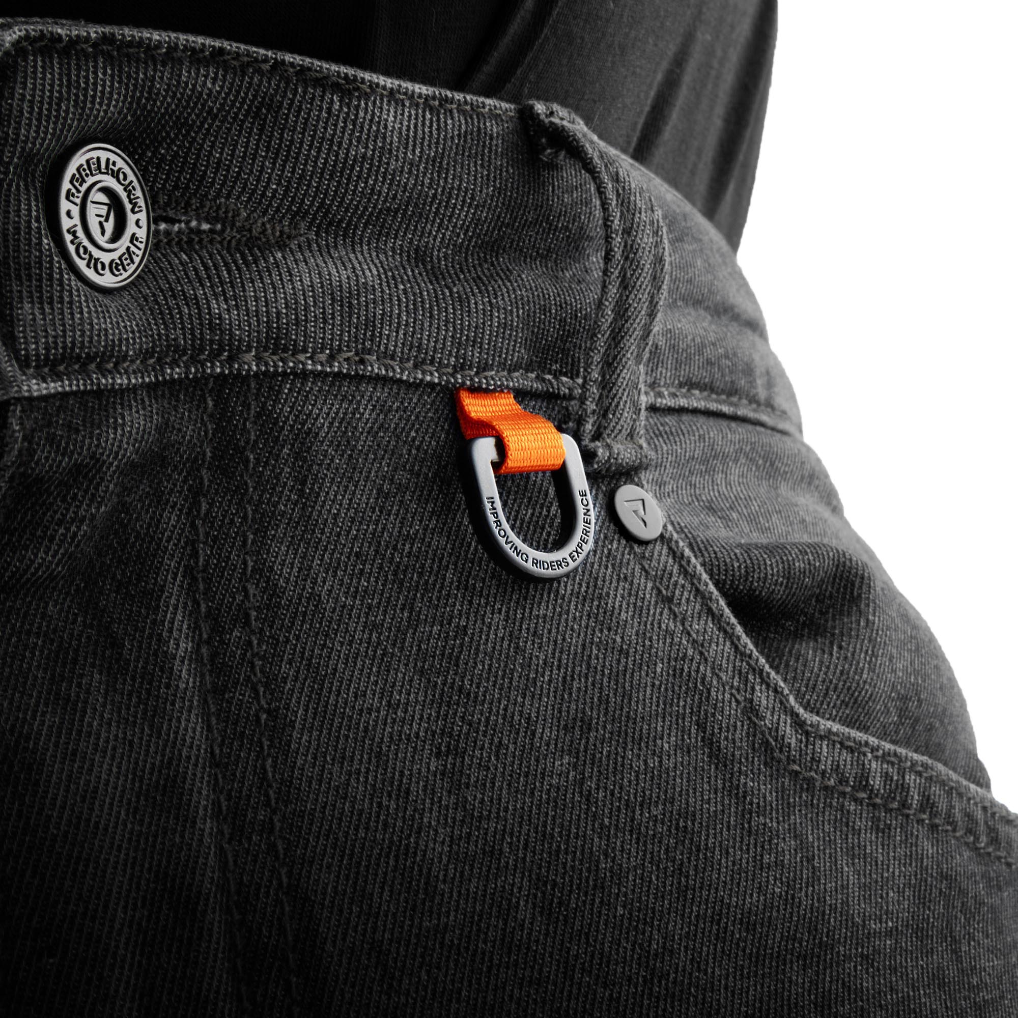 Side view of Rebelhorn Vandal Mono Motorcycle Jeans, Size 34 40 for Men