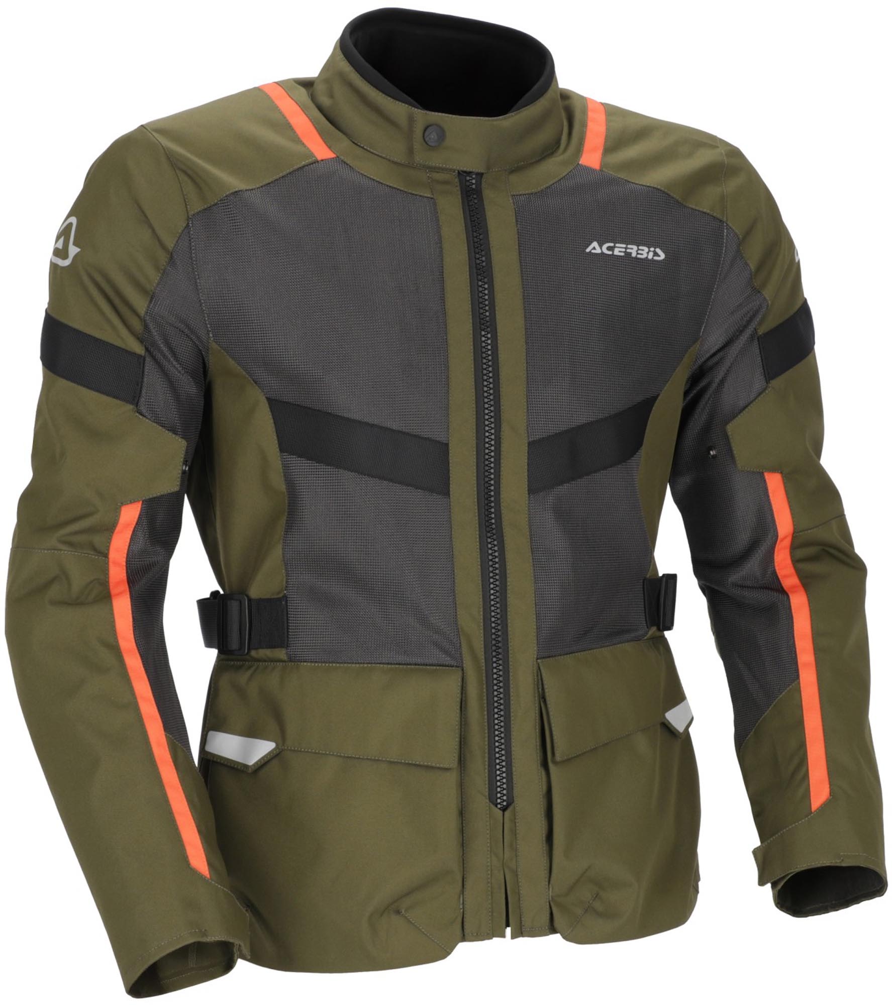 Acerbis Ramsey Vented Long Motorcycle Textile Jacket, Green-Orange, Size L For Men