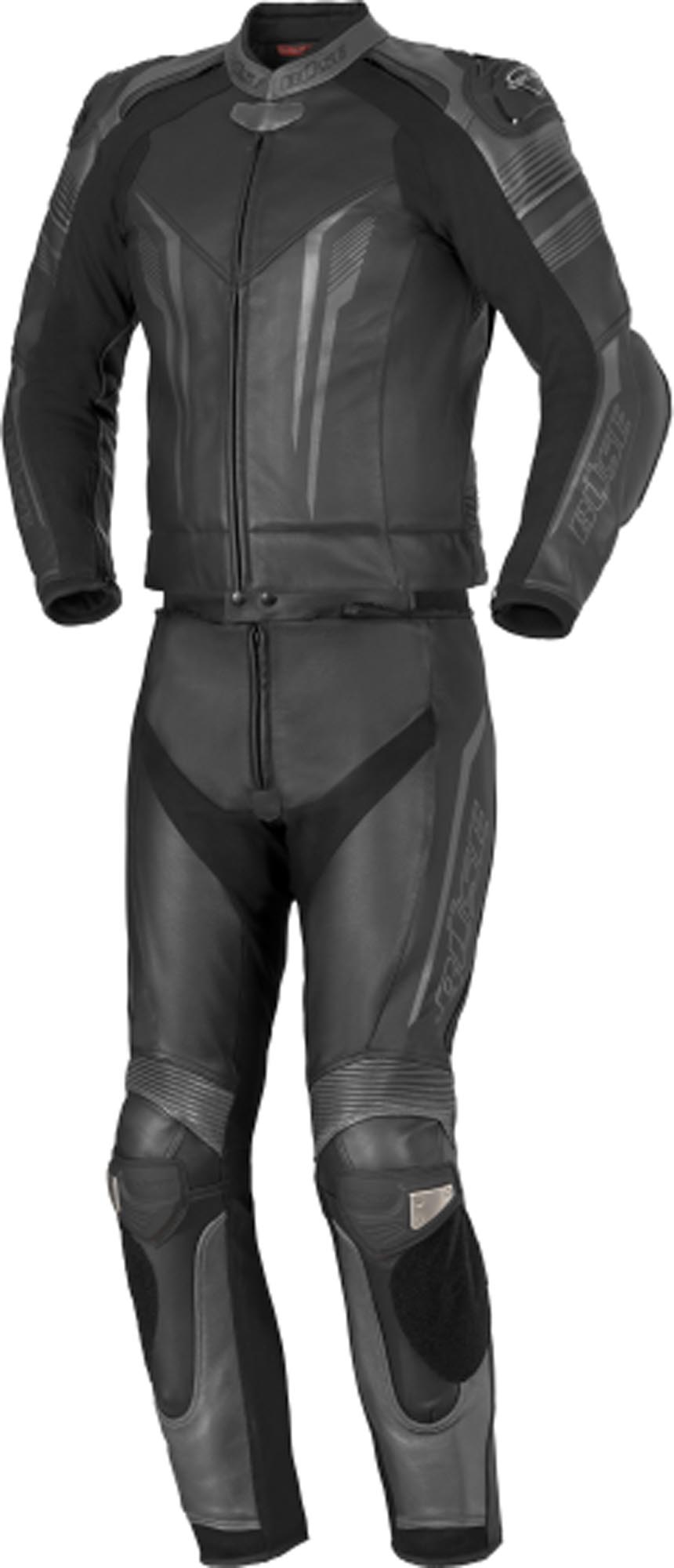 BüSe Tormo Two Piece Ladies Motorcycle Leather Suit, Black-Grey, Size 48 For Men