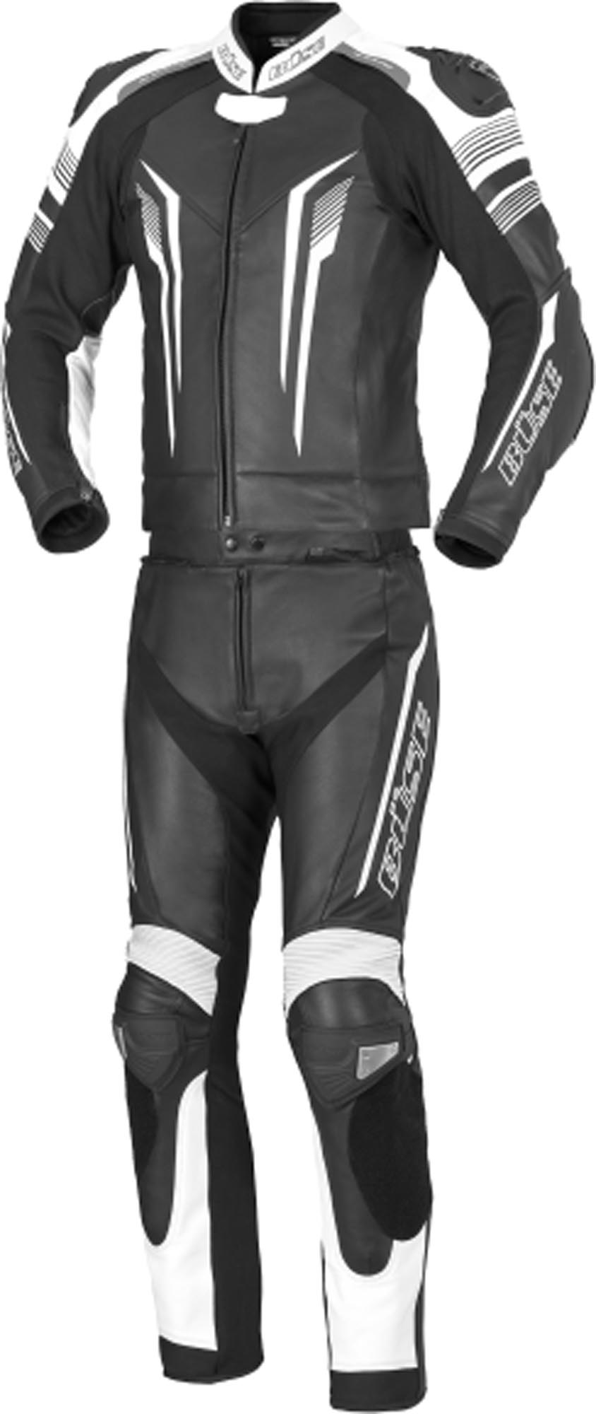 Büse Men's Black White Tormo Two Piece Ladies Motorcycle Leather Suit, Black-White, Size 58 For