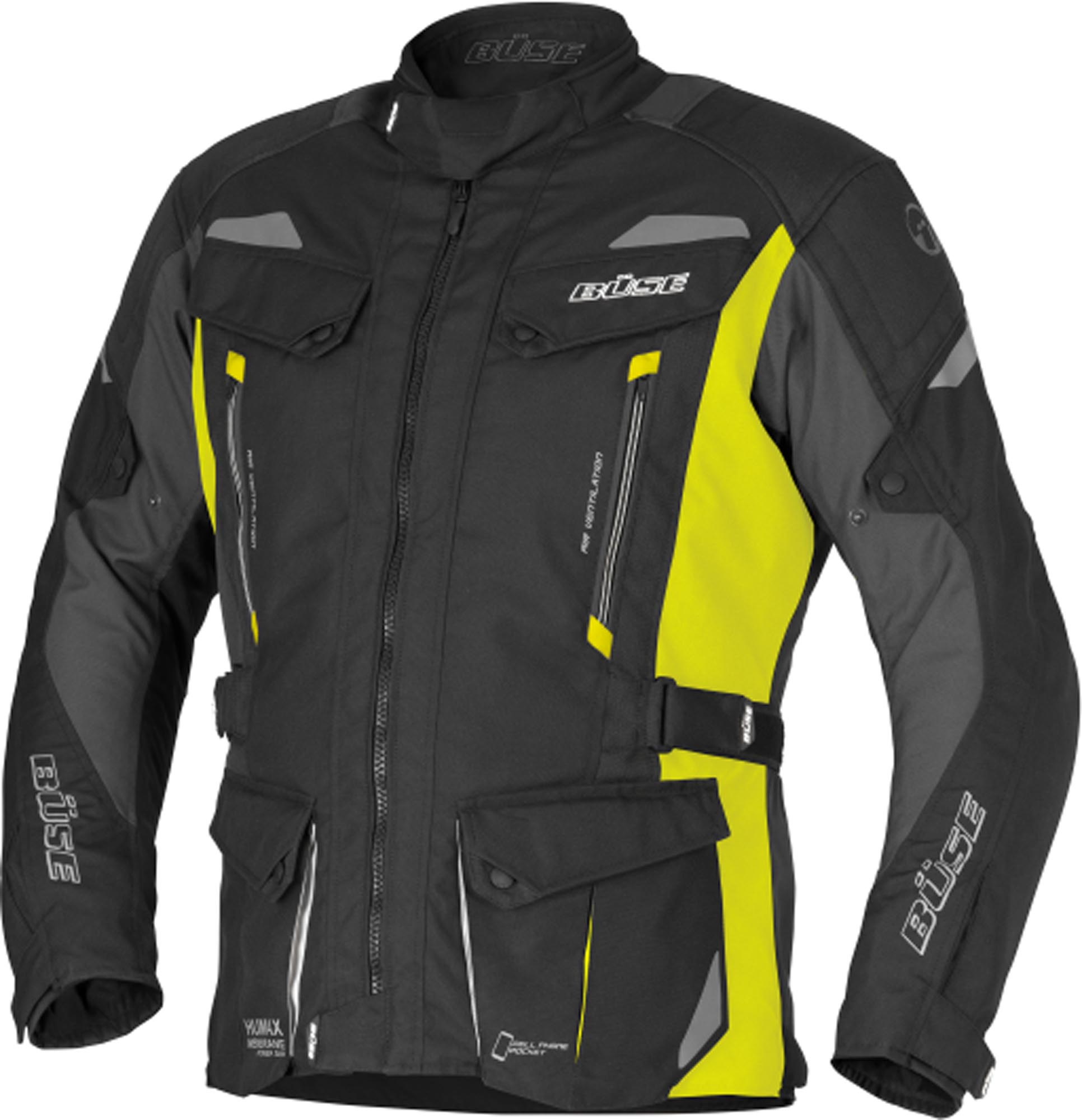 Büse Women's Black Yellow Lago 3 Motorcycle Textile Jacket, Black-Yellow, Size 46 For