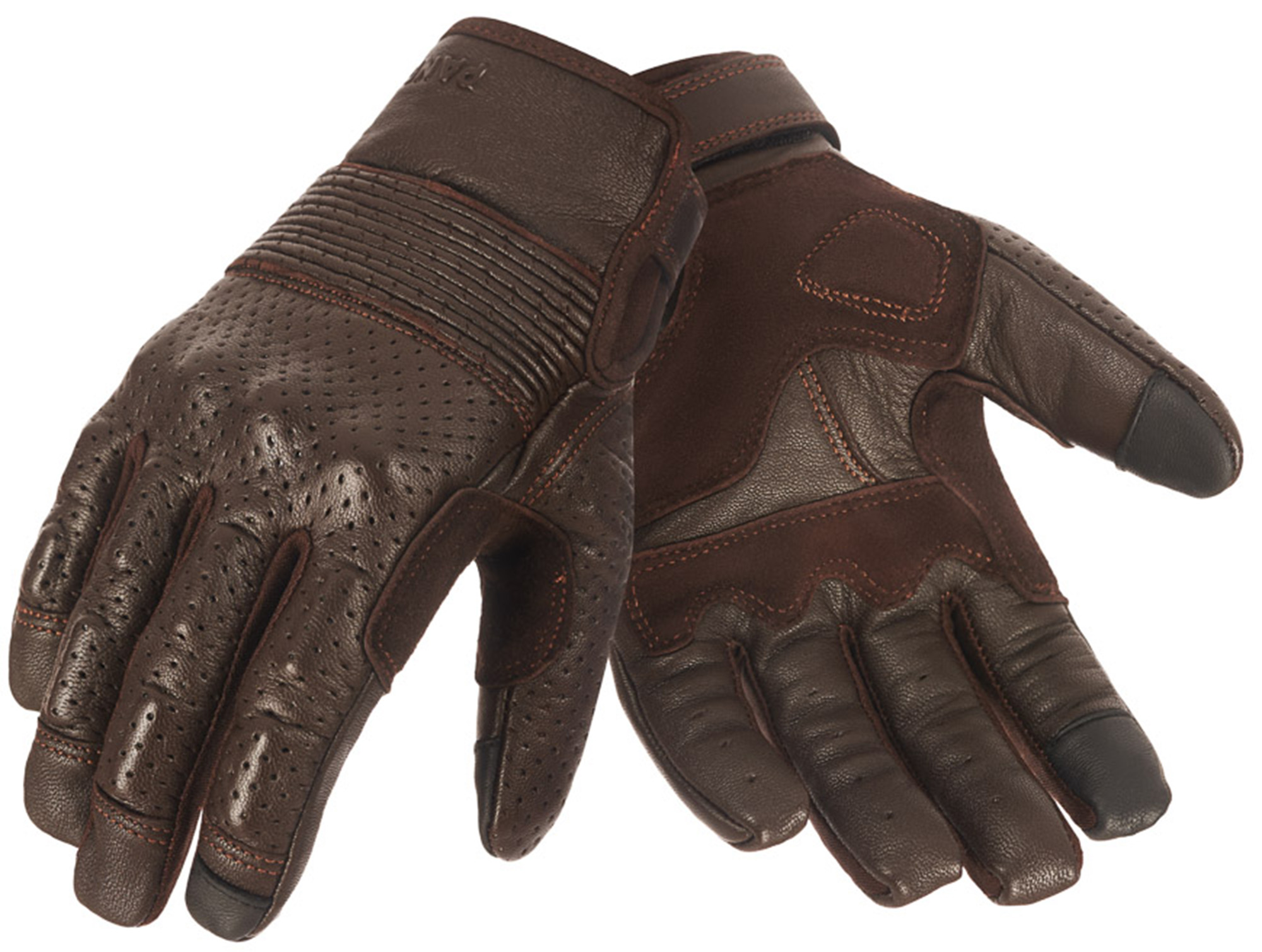 Pando Moto Onyx 02 Gants de moto perforés, brun, taille L pour Hommes