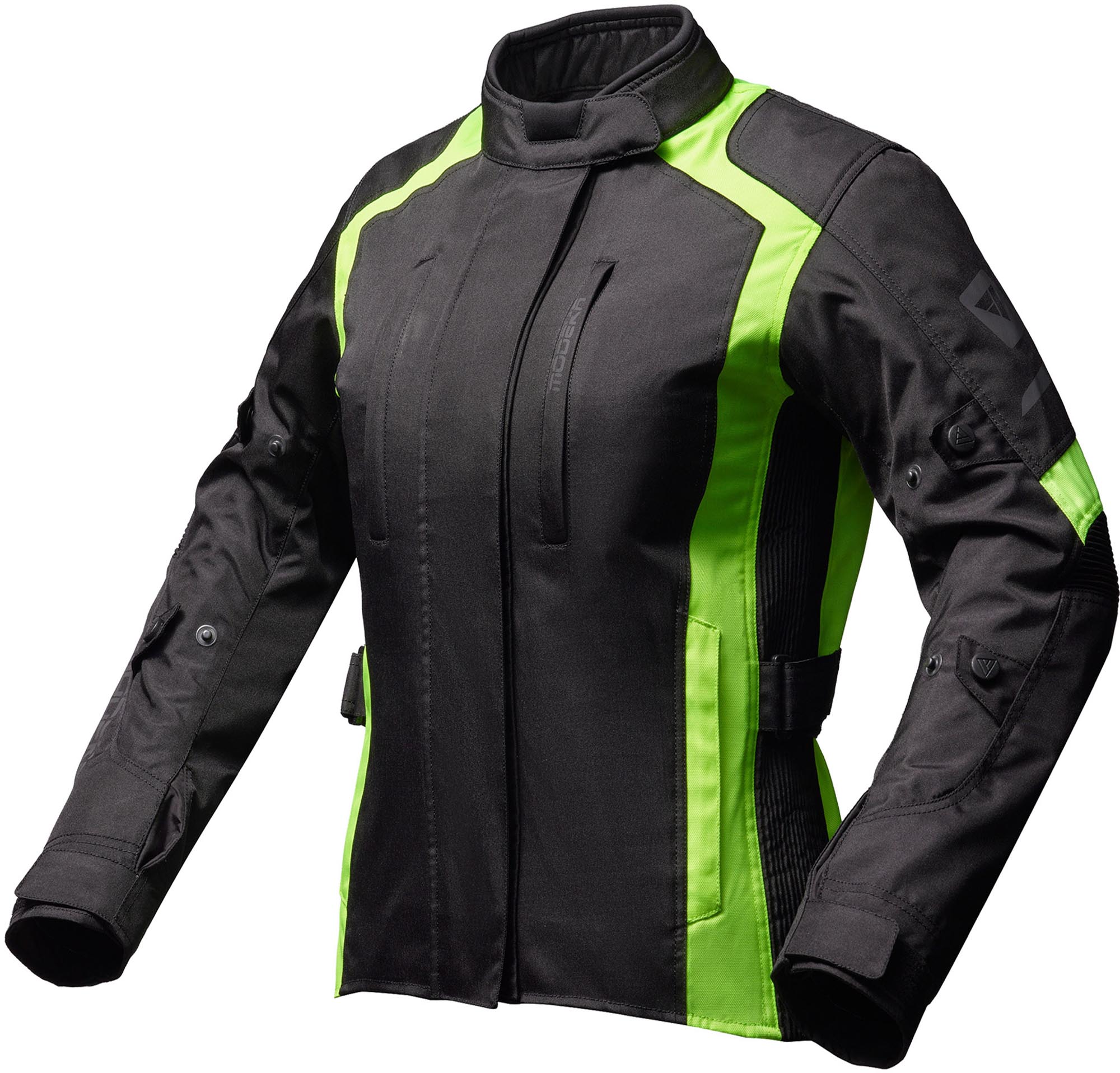 Modeka Tarex II Veste textile moto pour dames, noir-jaune, taille 38 pour Femmes