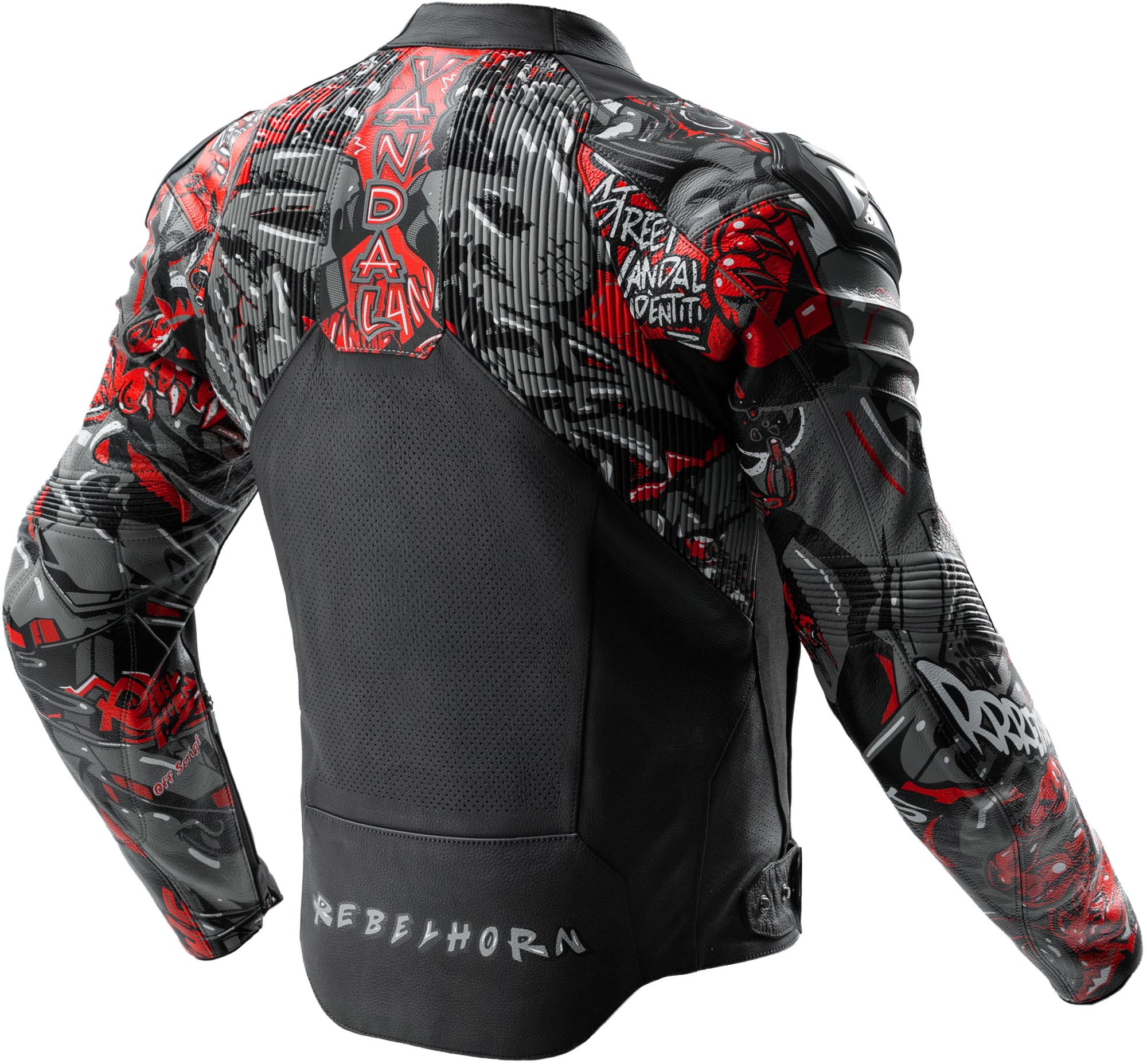 Side view of Rebelhorn Vandal 2 Cruze Motorcycle Leather Jacket, Size 48 for Men