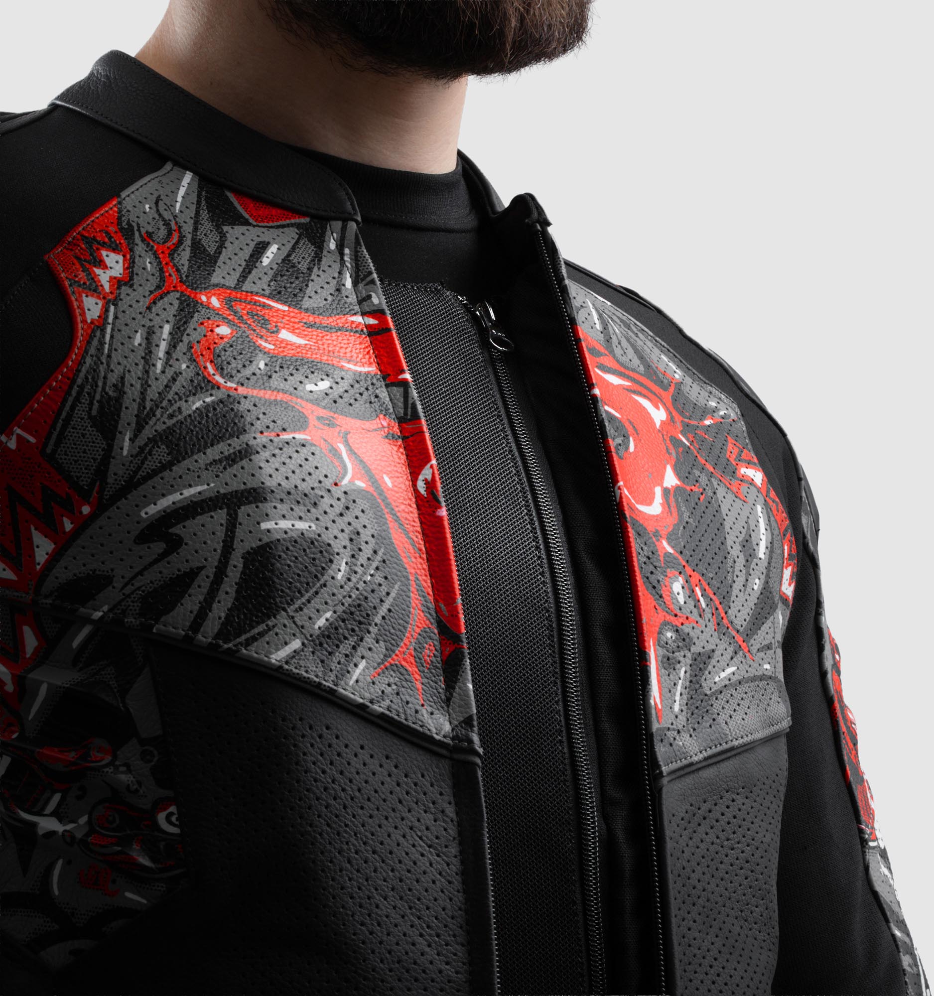 Side view of Rebelhorn Vandal 2 Cruze Motorcycle Leather Jacket, Size 48 for Men