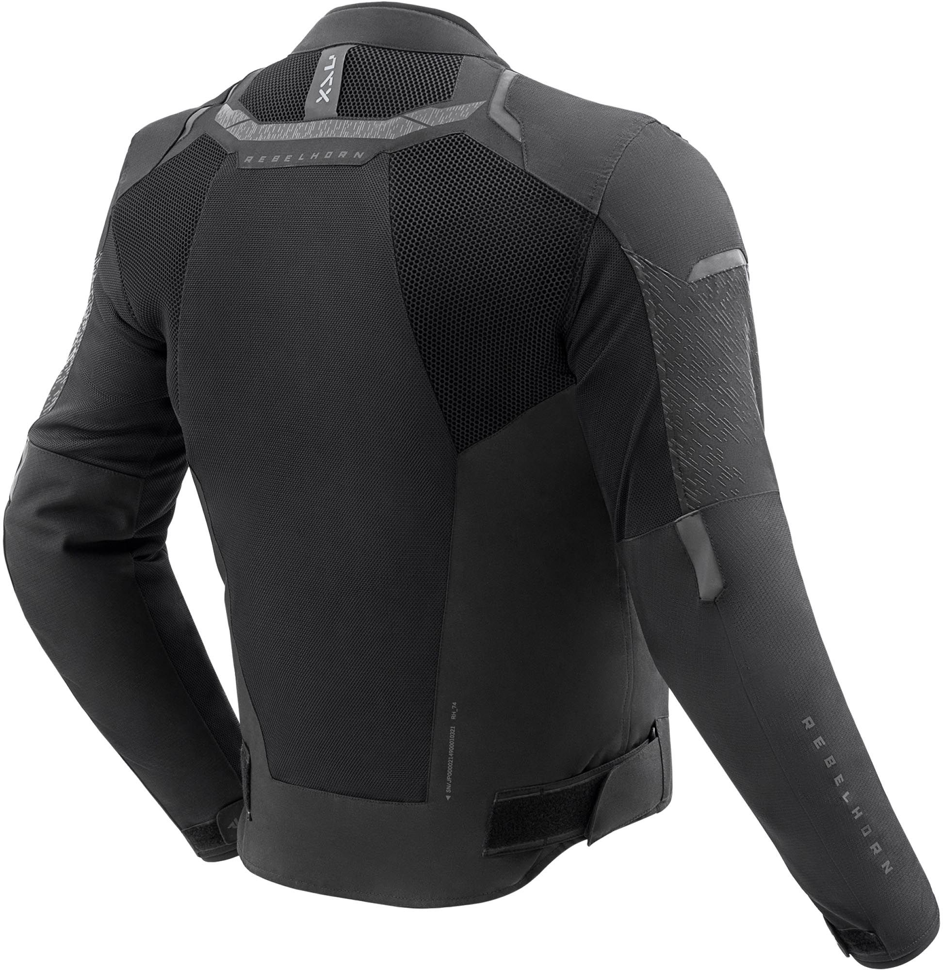 Side view of Rebelhorn Jax waterproof Motorcycle Textile Jacket, black, Size 4XL for Men