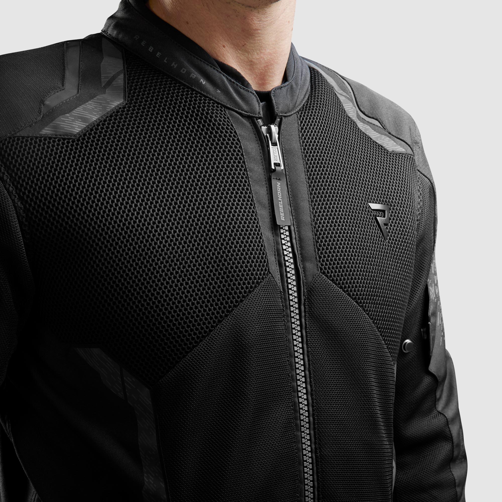 Side view of Rebelhorn Jax waterproof Motorcycle Textile Jacket, black, Size 4XL for Men