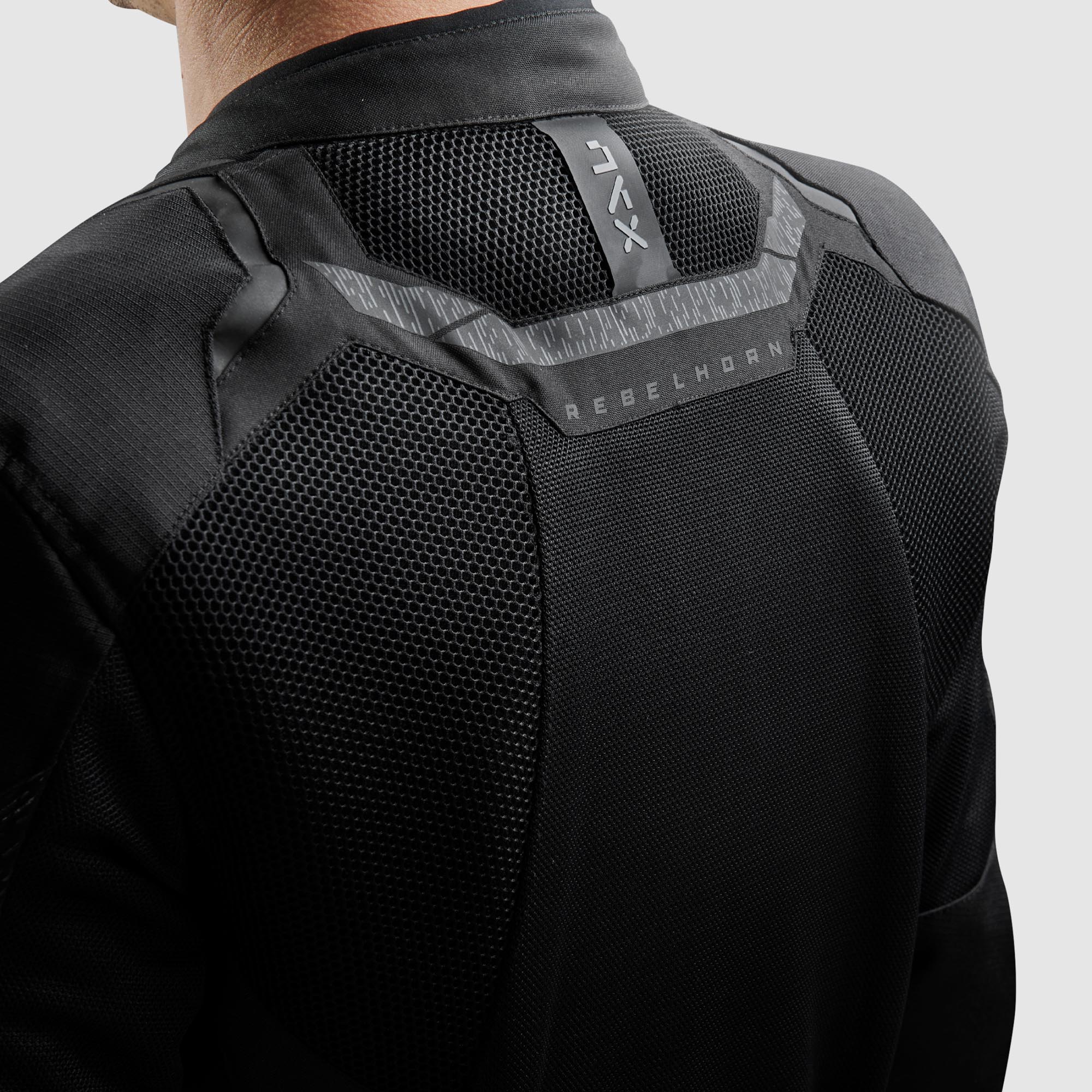 Side view of Rebelhorn Jax waterproof Motorcycle Textile Jacket, black, Size 4XL for Men