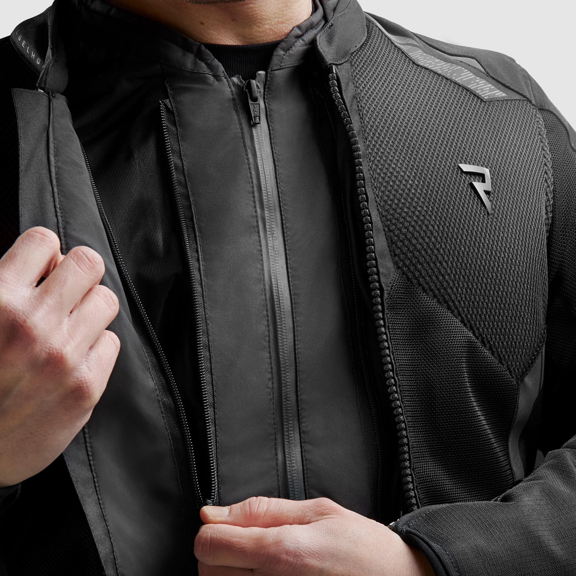 Side view of Rebelhorn Jax waterproof Motorcycle Textile Jacket, black, Size 4XL for Men