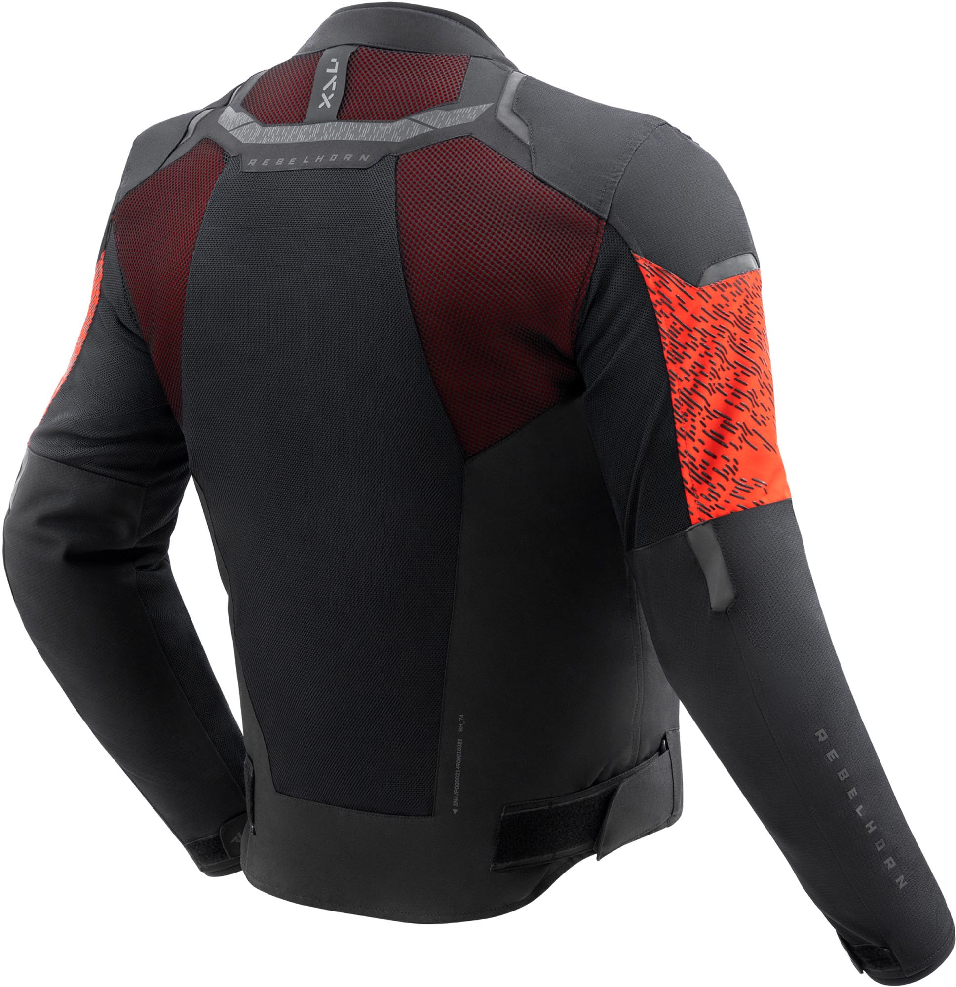 Side view of Rebelhorn Jax waterproof Motorcycle Textile Jacket, black-red, Size 2XL for Men